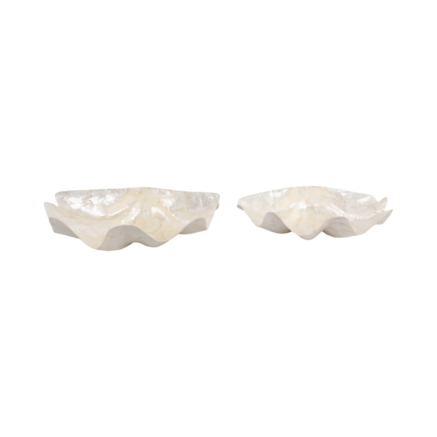 17" / 20" Capiz Shell Shaped Bowls (Set of 2) - Ivory