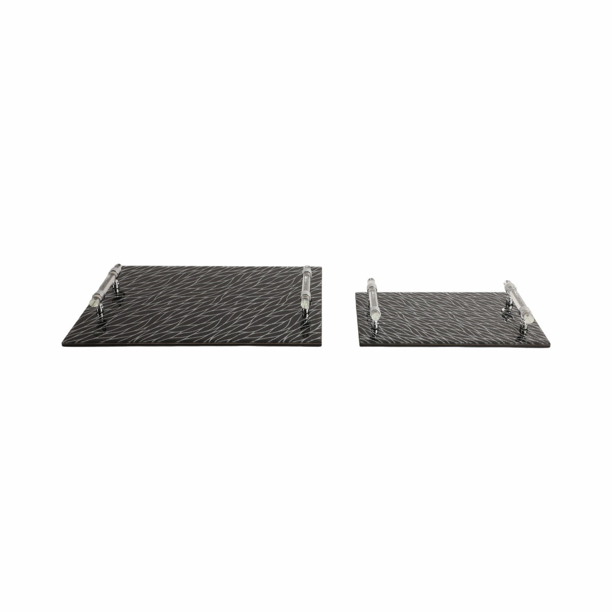 12" / 16" Sparkly Glass Trays (Set of 2) - Black