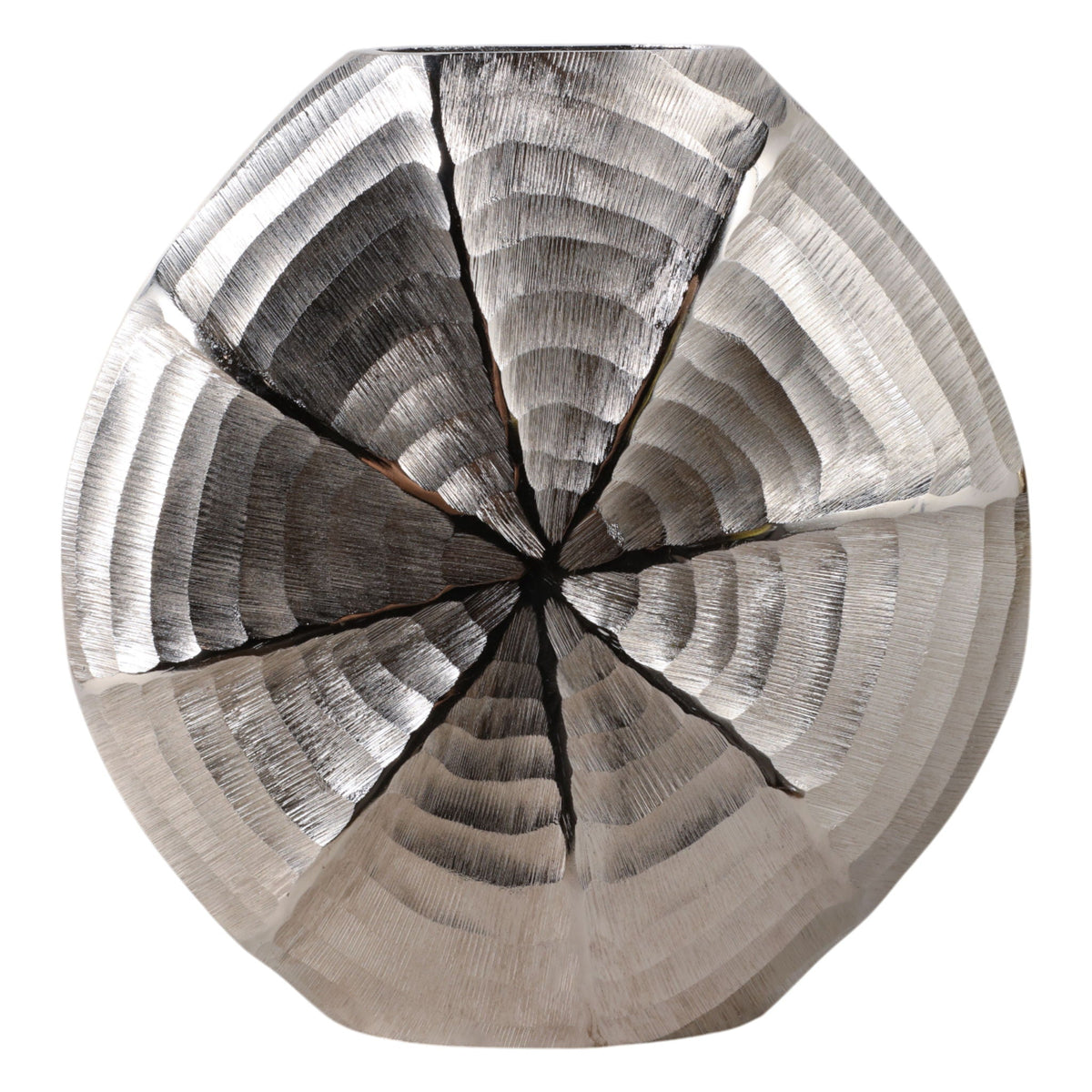 13" x 14" Shell Pattern Metal Vase - Silver