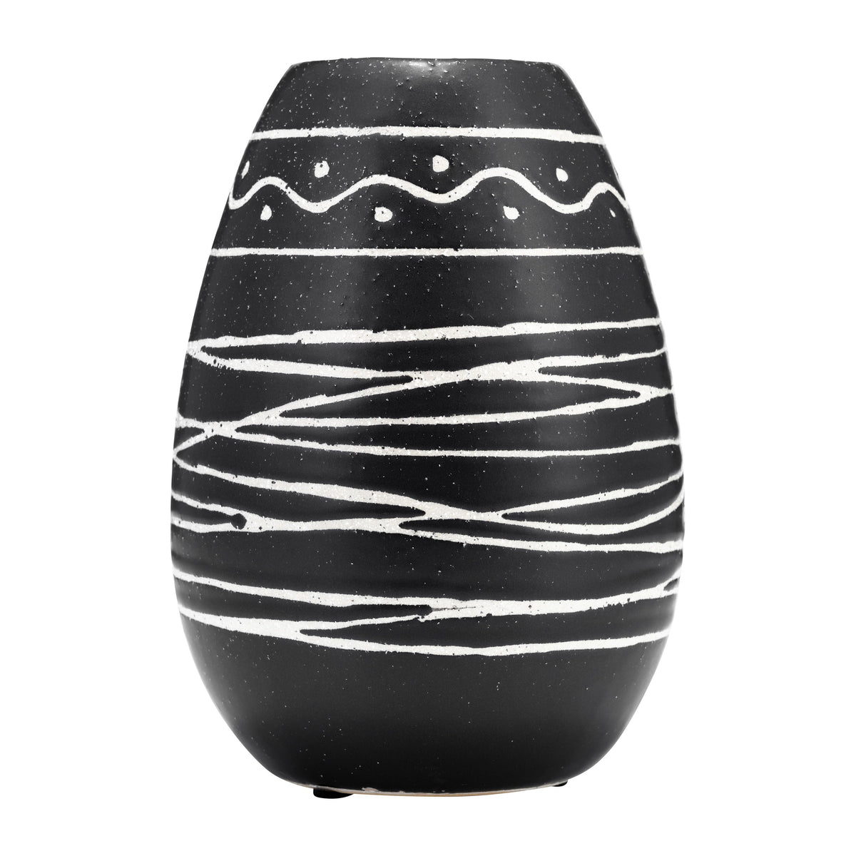 Ceramic 8" Tribal Vase - Black/White