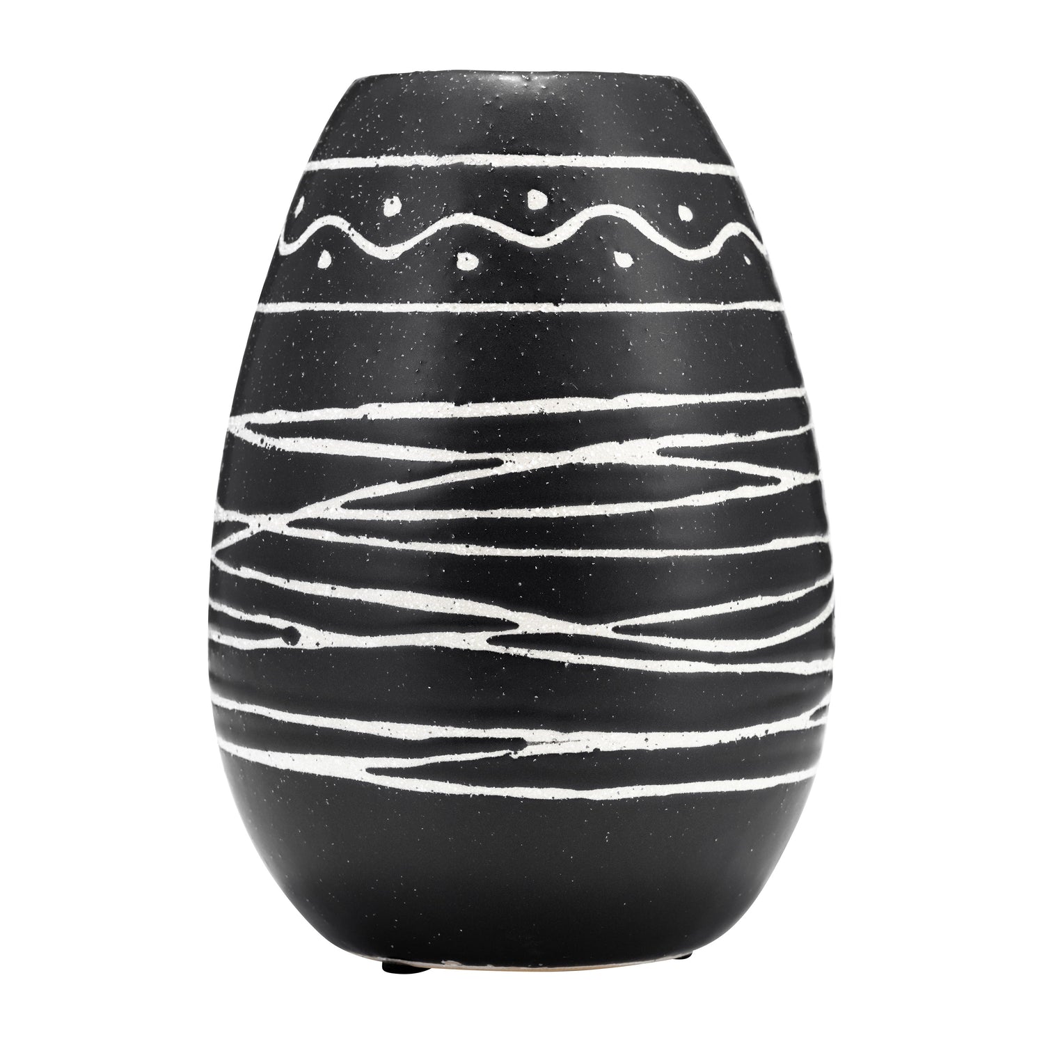 Ceramic 8" Tribal Vase - Black/White