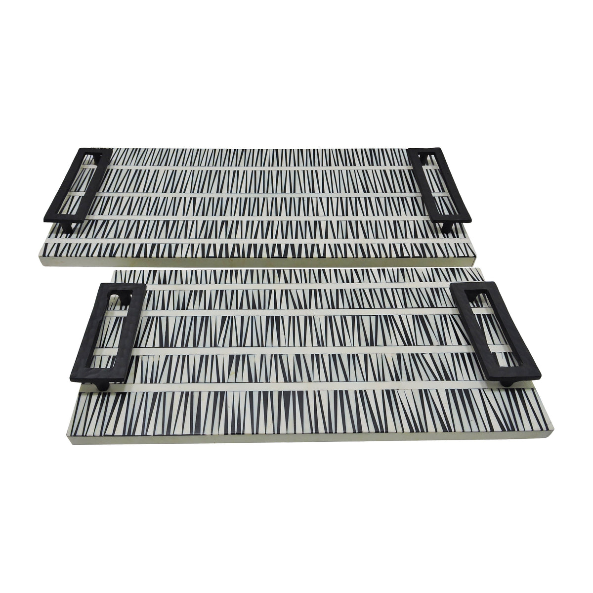 18" / 22" Gobiel Resin Trays (Set of 2) - Black / White