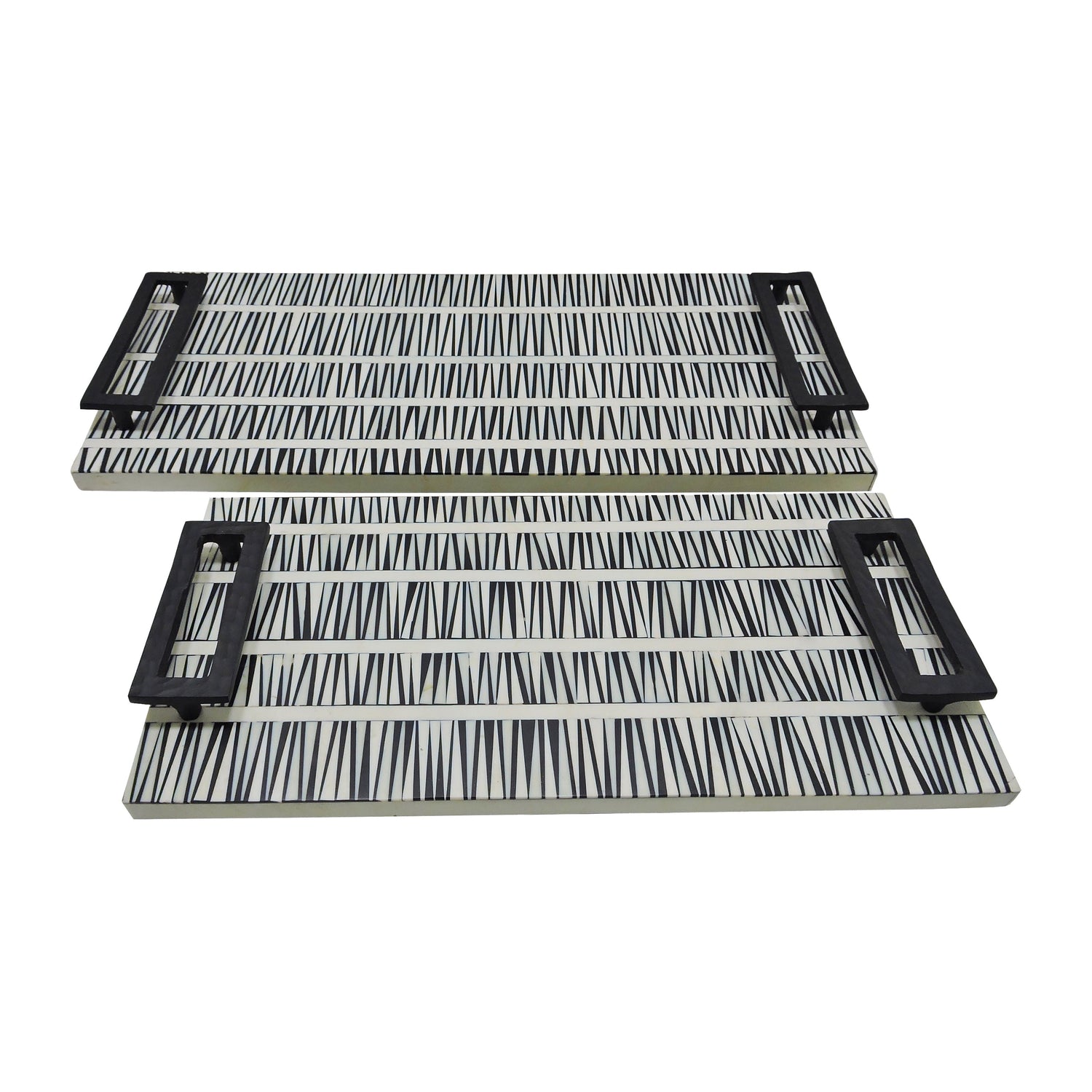 18" / 22" Gobiel Resin Trays (Set of 2) - Black / White