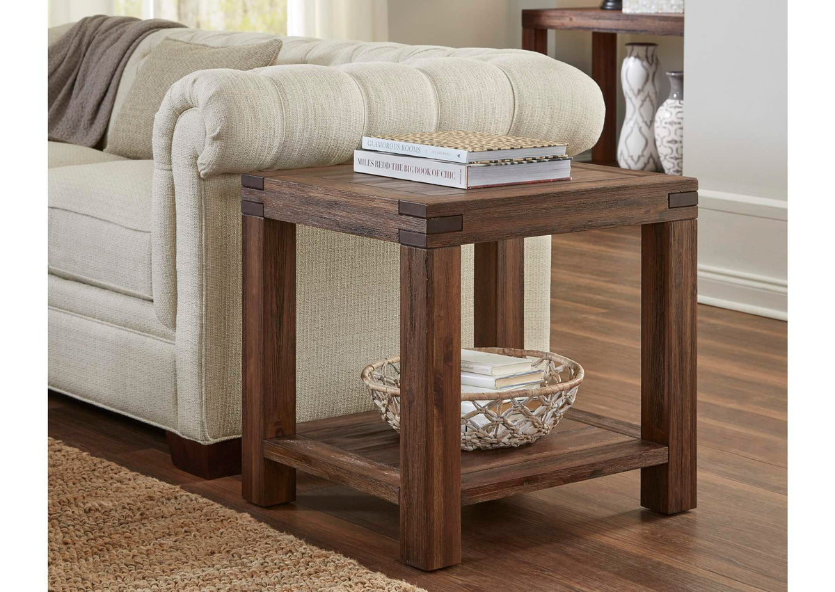 3F4122 Meadow Solid Wood Rectangular Side Table In Brick Brown