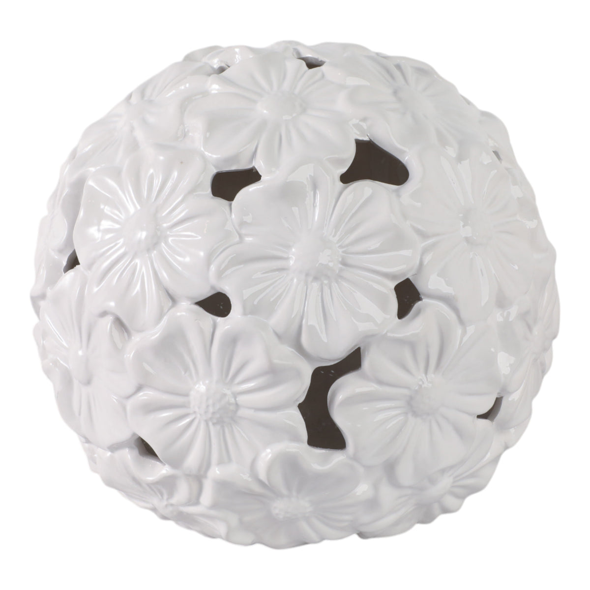 12" Flower Cut-Out Garden Orb - White