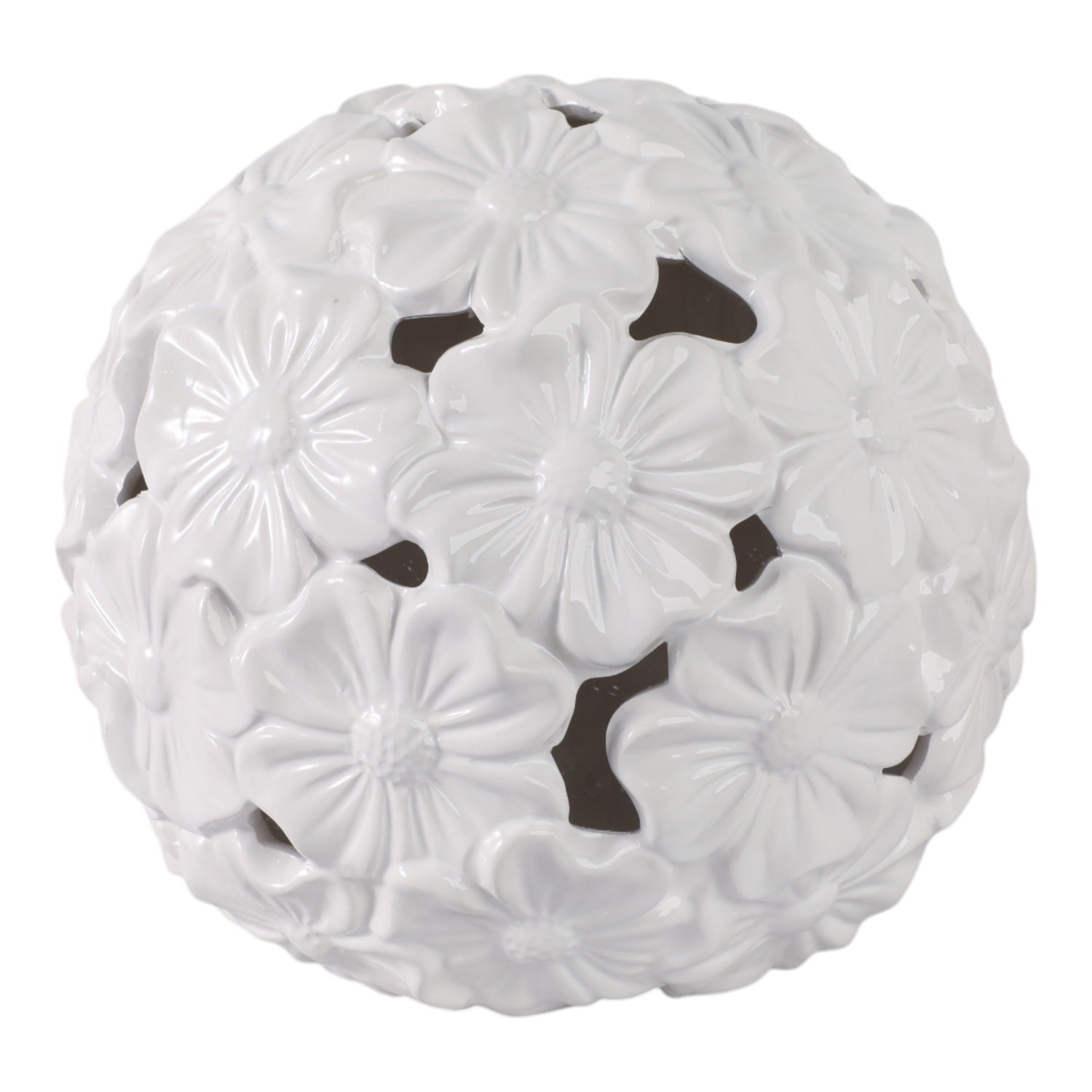 12" Flower Cut-Out Garden Orb - White