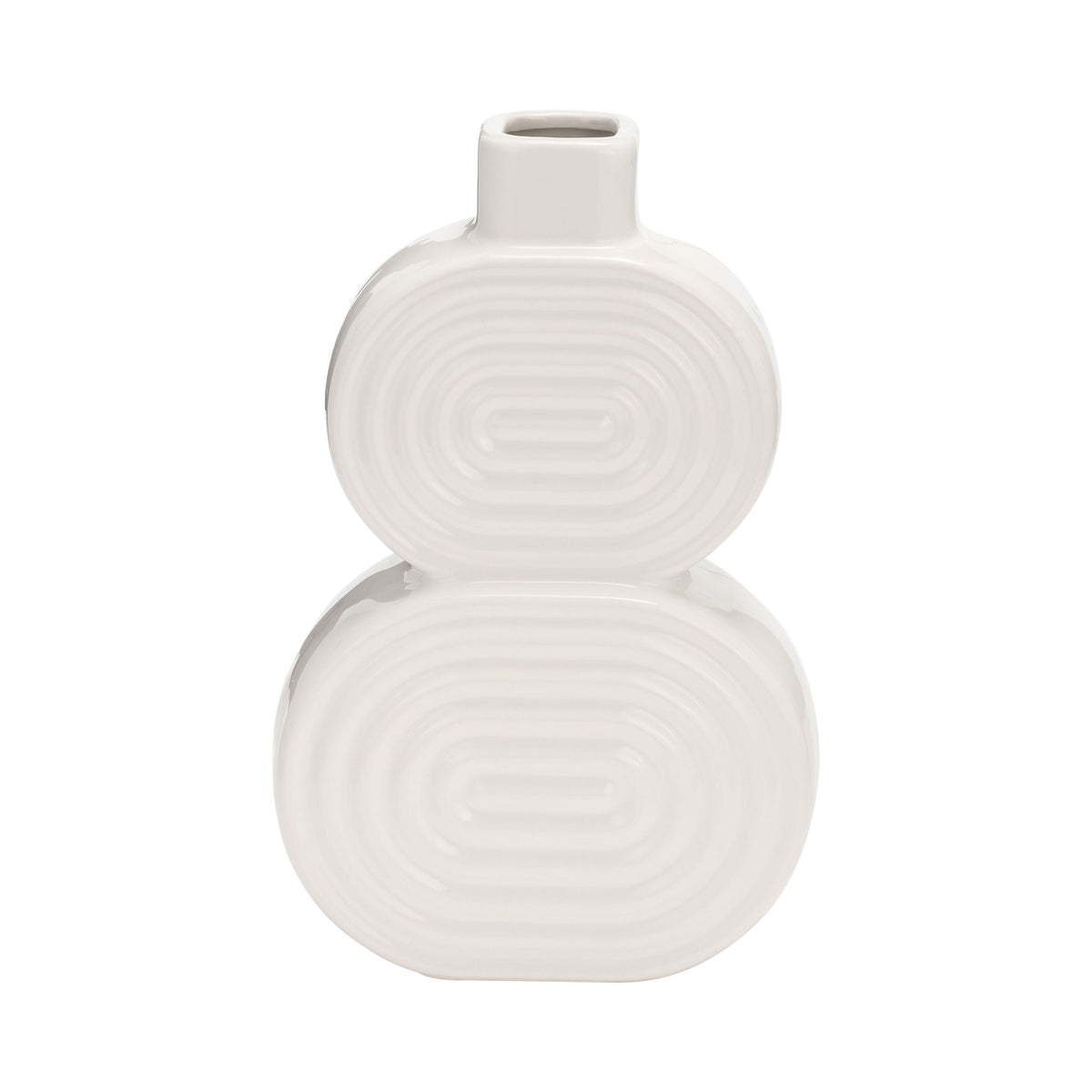 Ceramic 10" Stacked Circles Vase - White