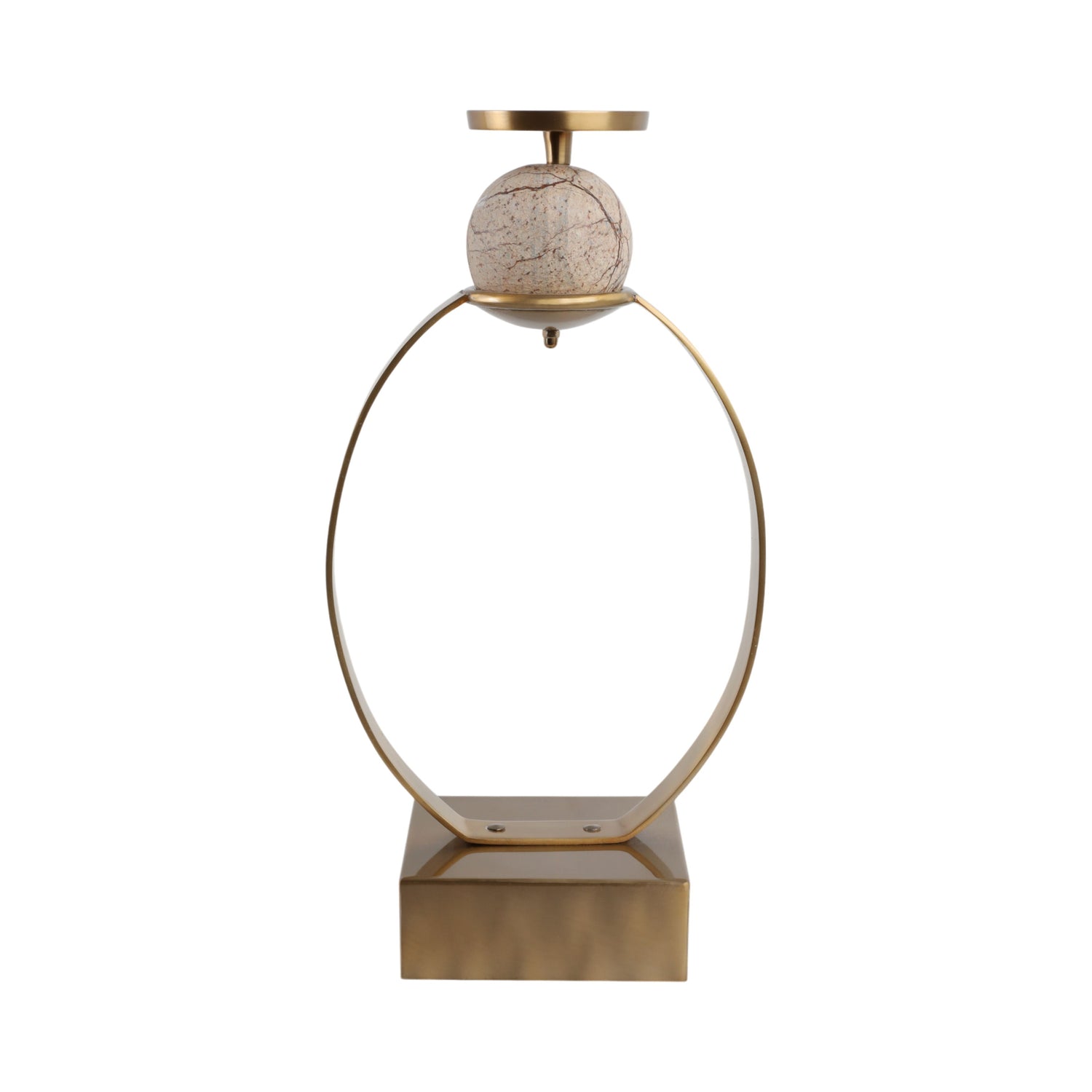 Durant Small Candle Holder With Marble Sphere - Gold