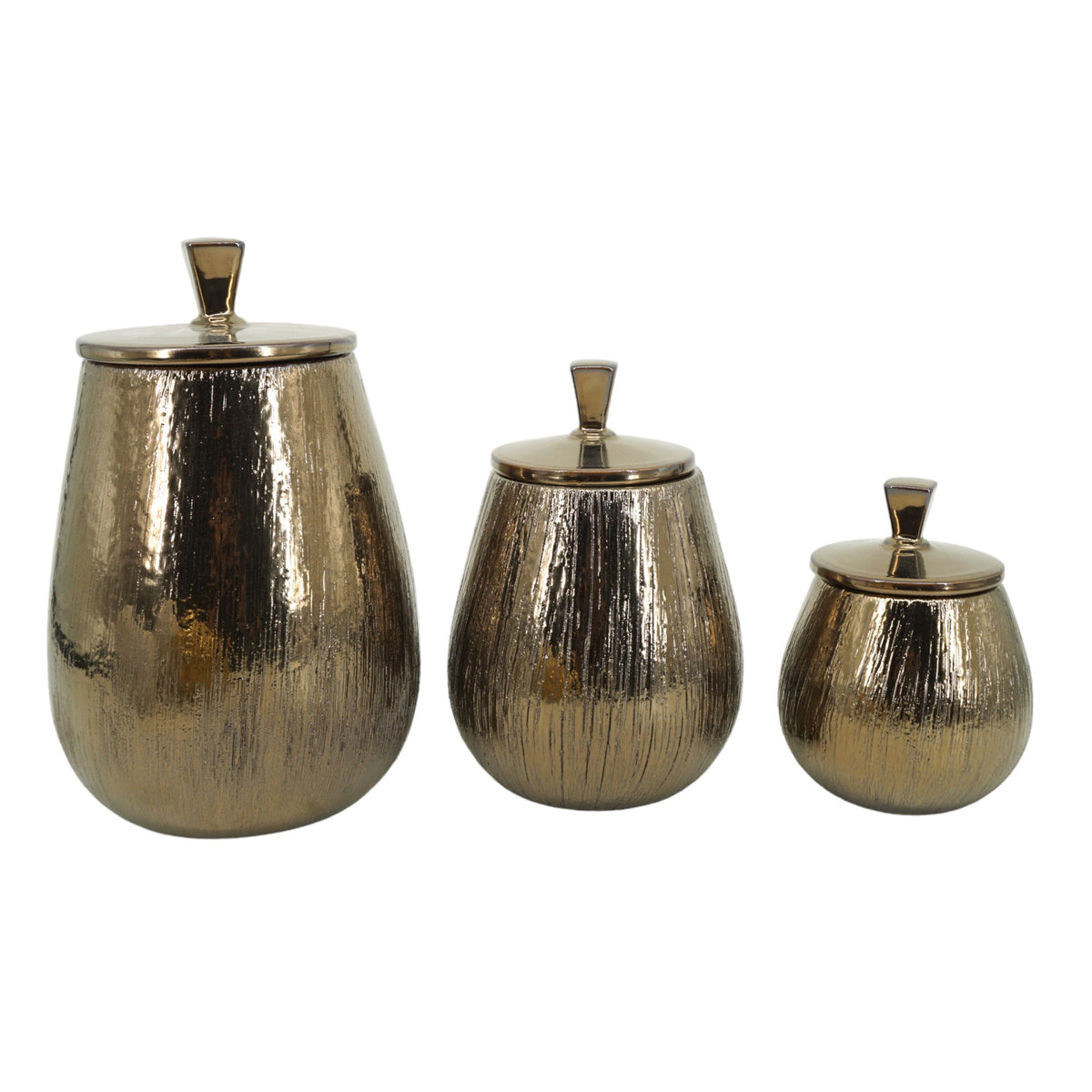 7" / 9" / 11" Tiziano Ceramic Jars (Set of 3) - Bronze