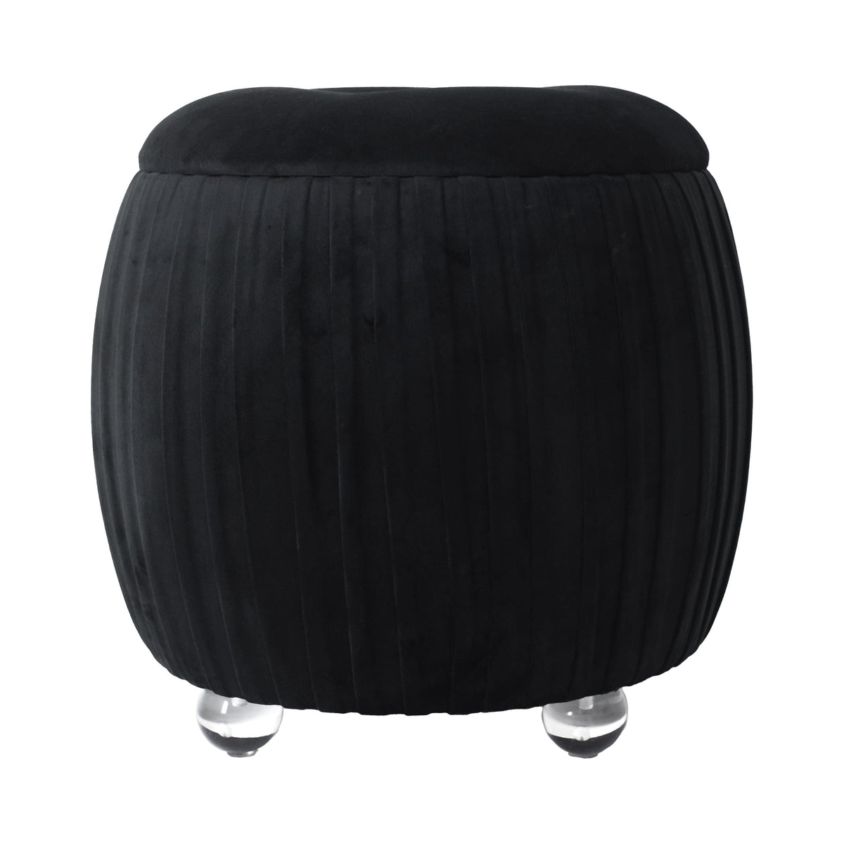 Newry Velvet Storage Stool - Black