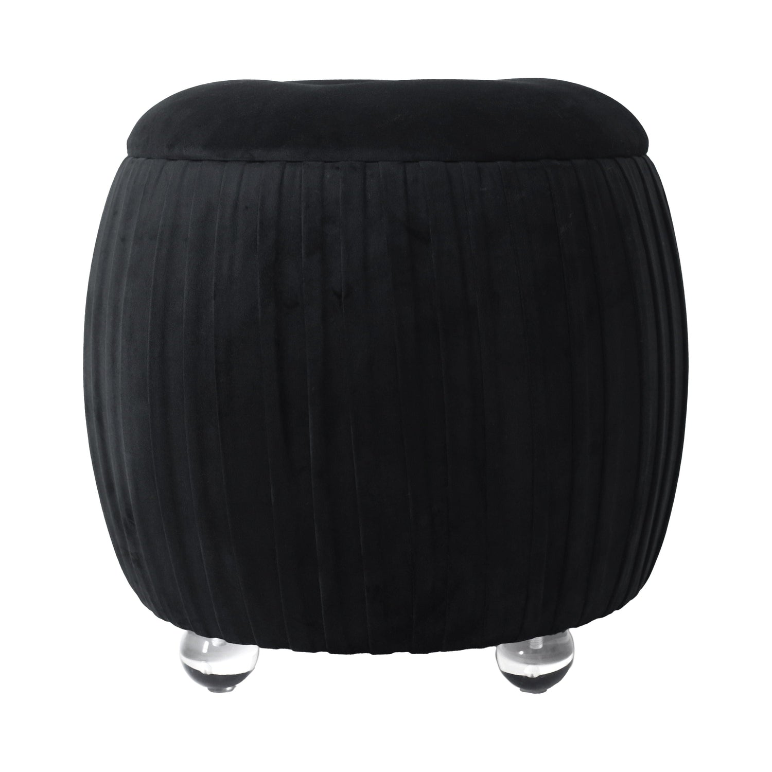 Newry Velvet Storage Stool - Black