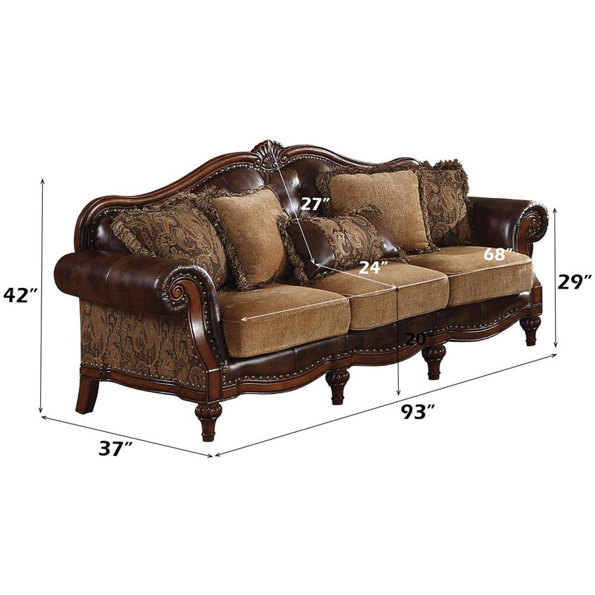 5495 Dreena Sofa with 5 Pillows
