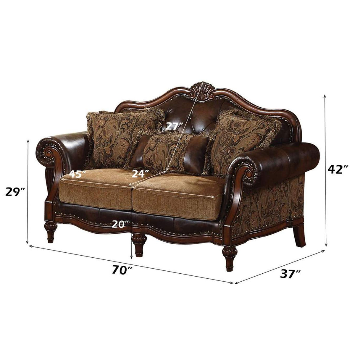 5496 Dreena Loveseat with 3 Pillows