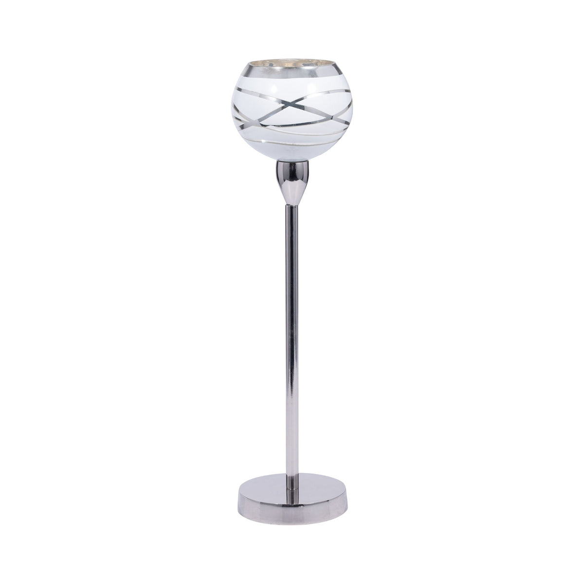 Glass 17" Votive Holder With Stand - White/Silver