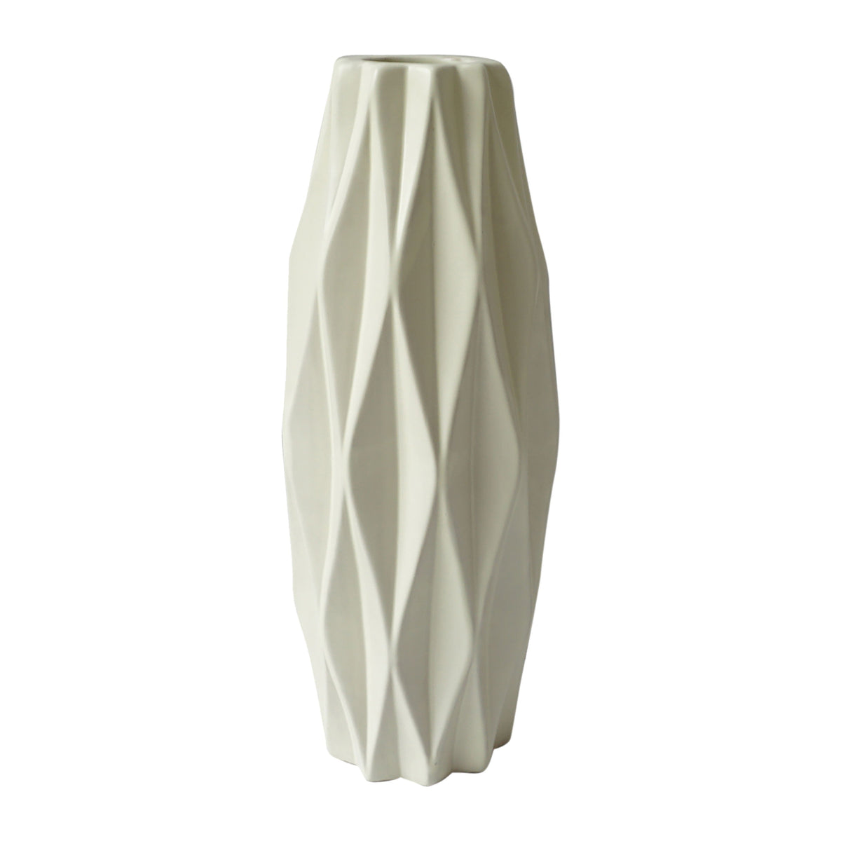 Ceramic 12" Flutter Vase - Cotton