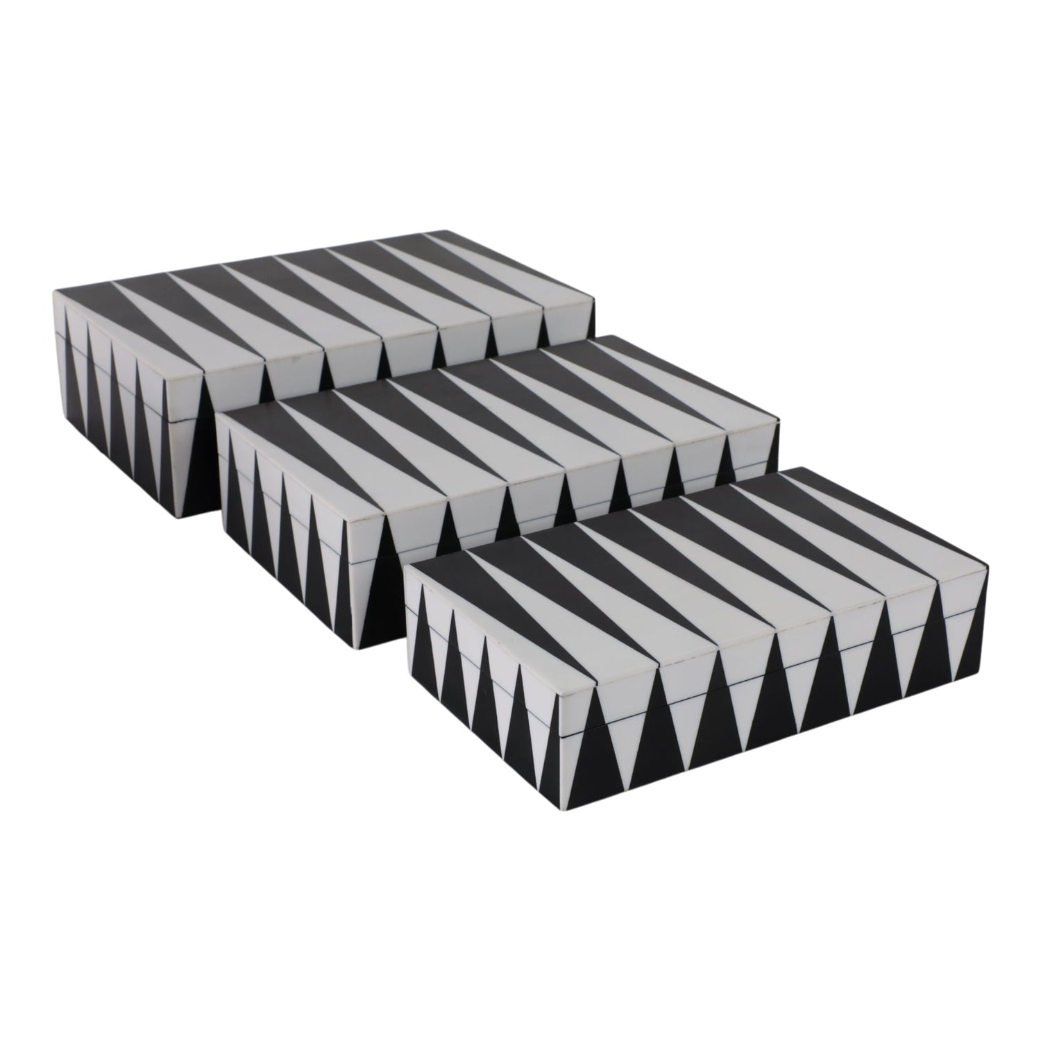 10" / 11" / 12" Triangle Pattern Boxes (Set of 3) - Black / White