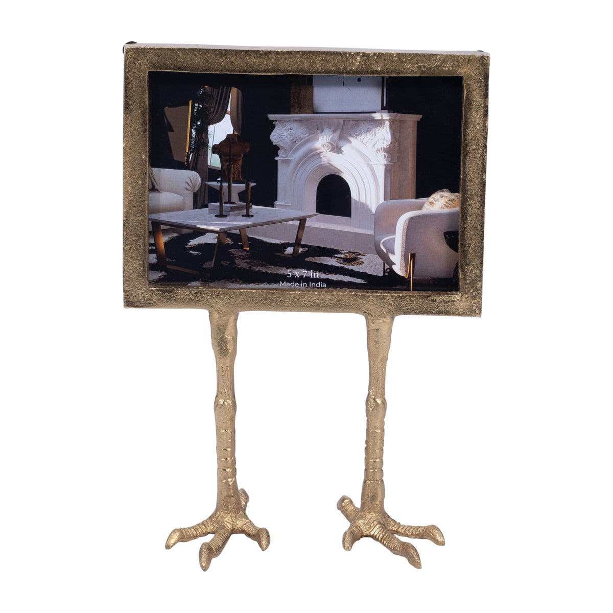 5" X 7" Bird Feet Photo Frame Metal - Gold