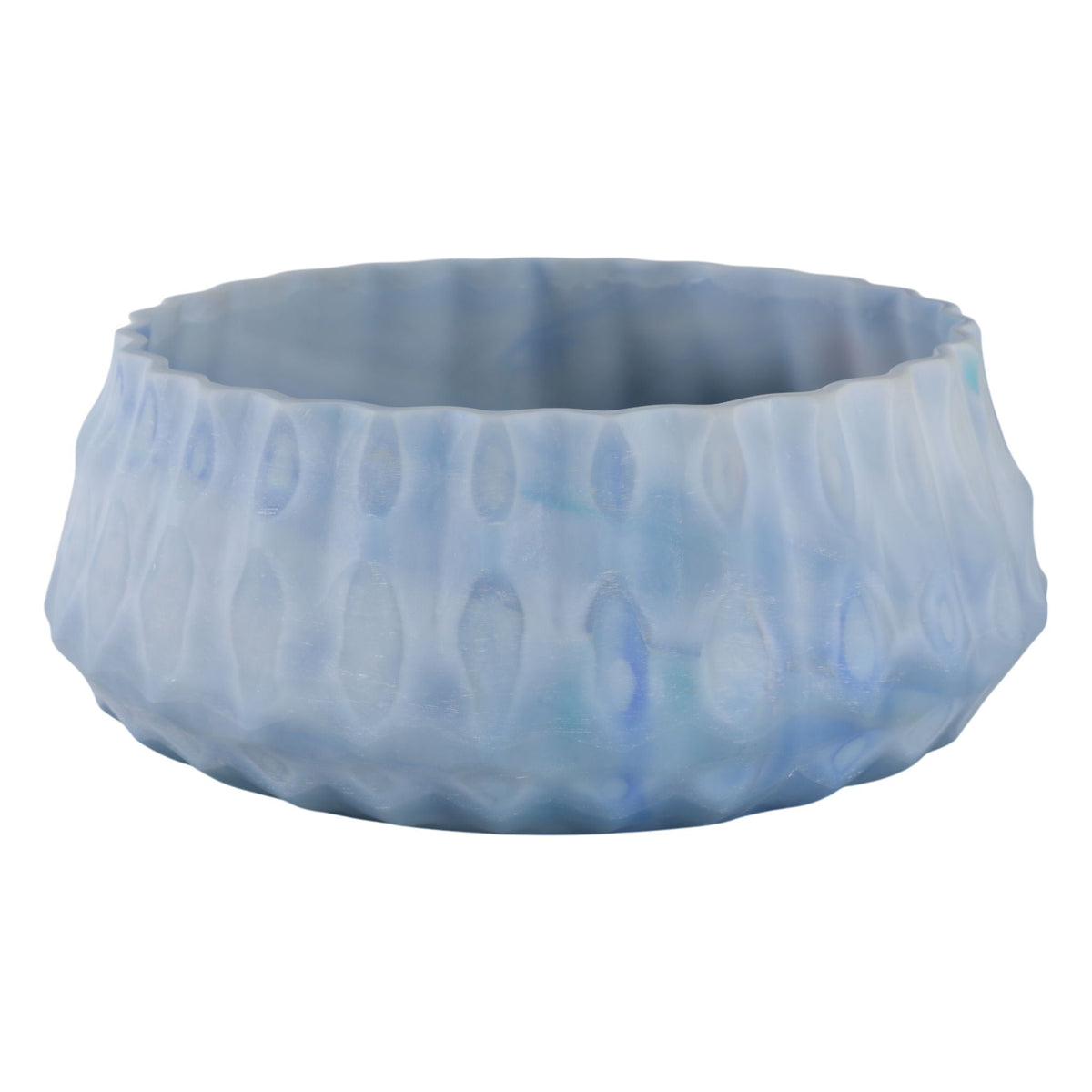 12" Warwick Carved Glass Bowl - Light Blue