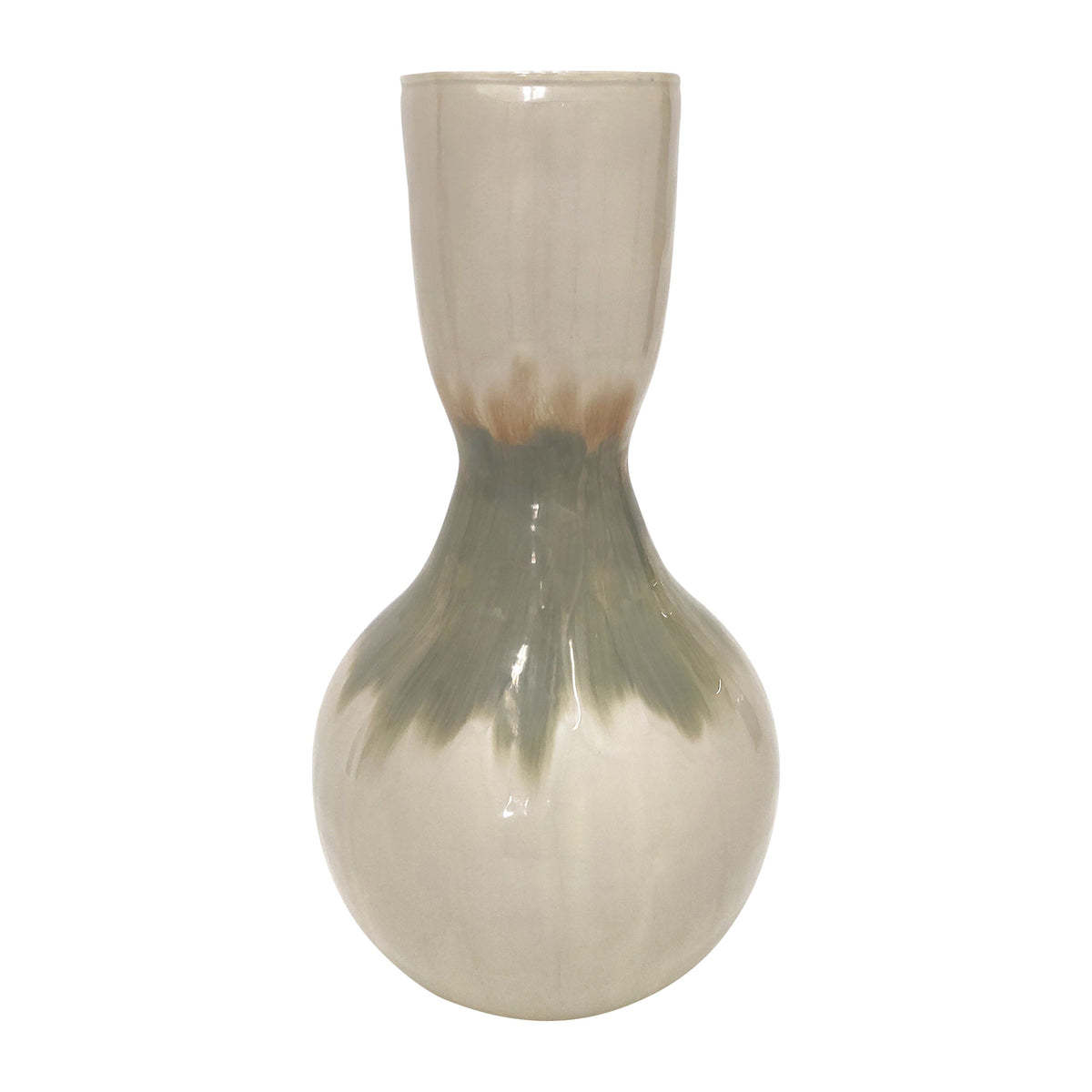 Metal 18" Bulbous Vase - Pearl