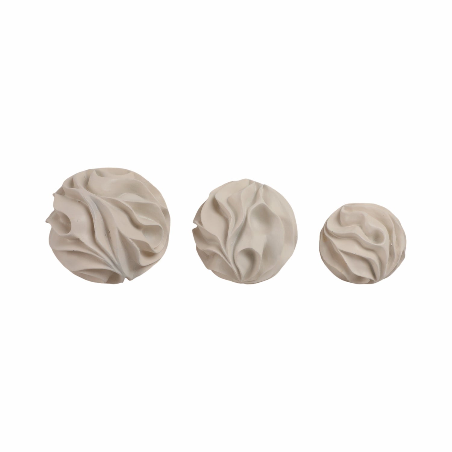 4" / 5" / 6" Ostend Wavy Spheres (Set of 3) - White