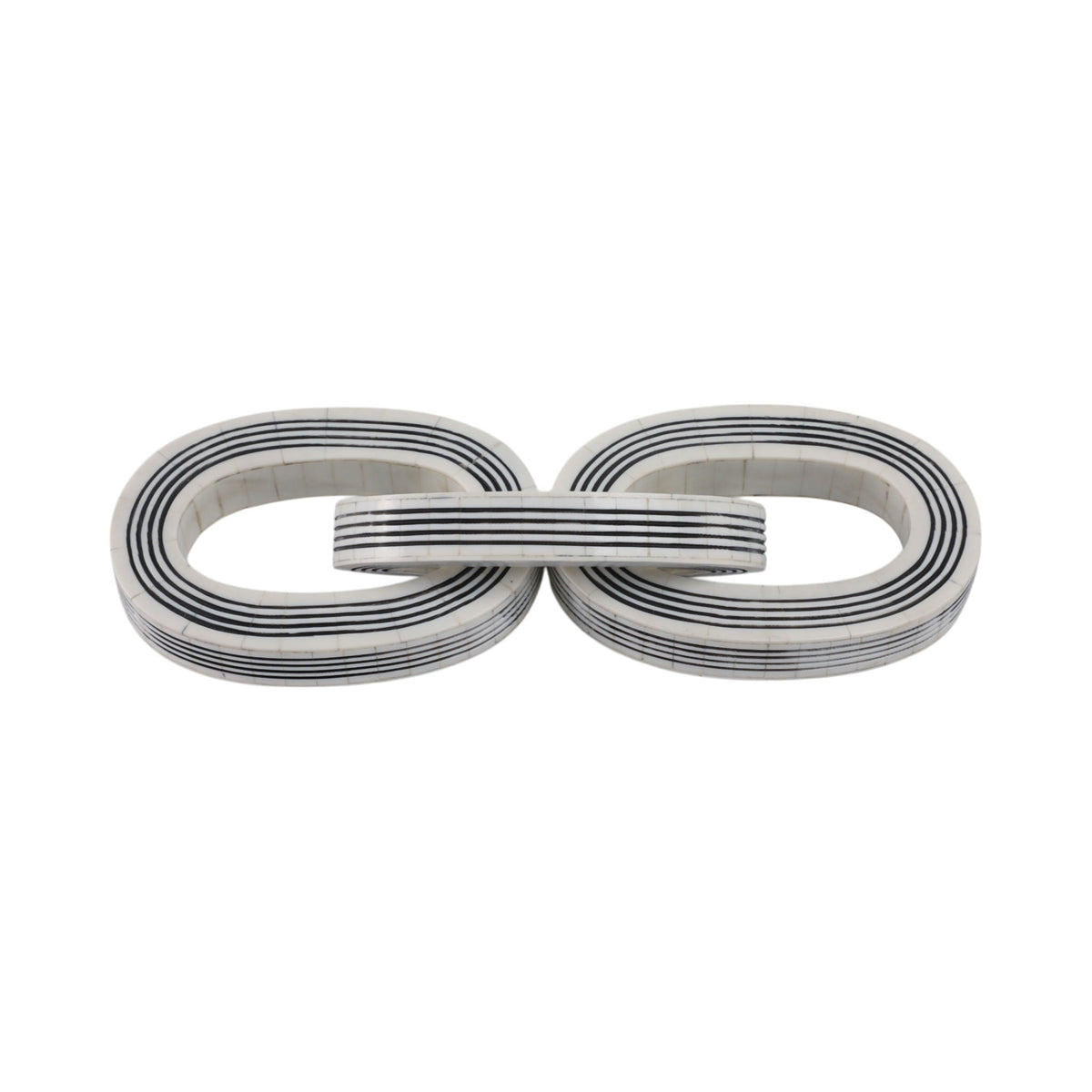 15" x 5" 3-Link Resin Chain With Lines - White / Black