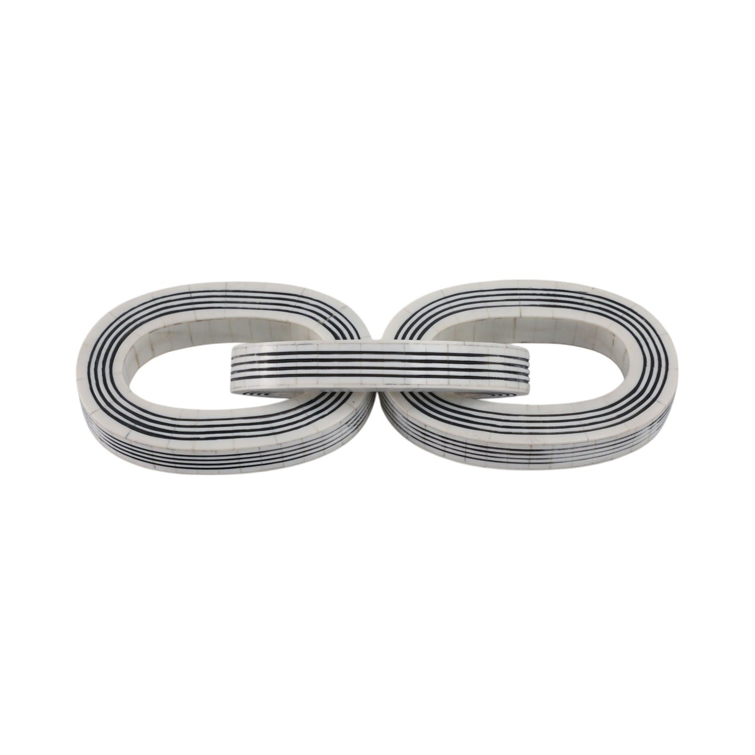 15" x 5" 3-Link Resin Chain With Lines - White / Black
