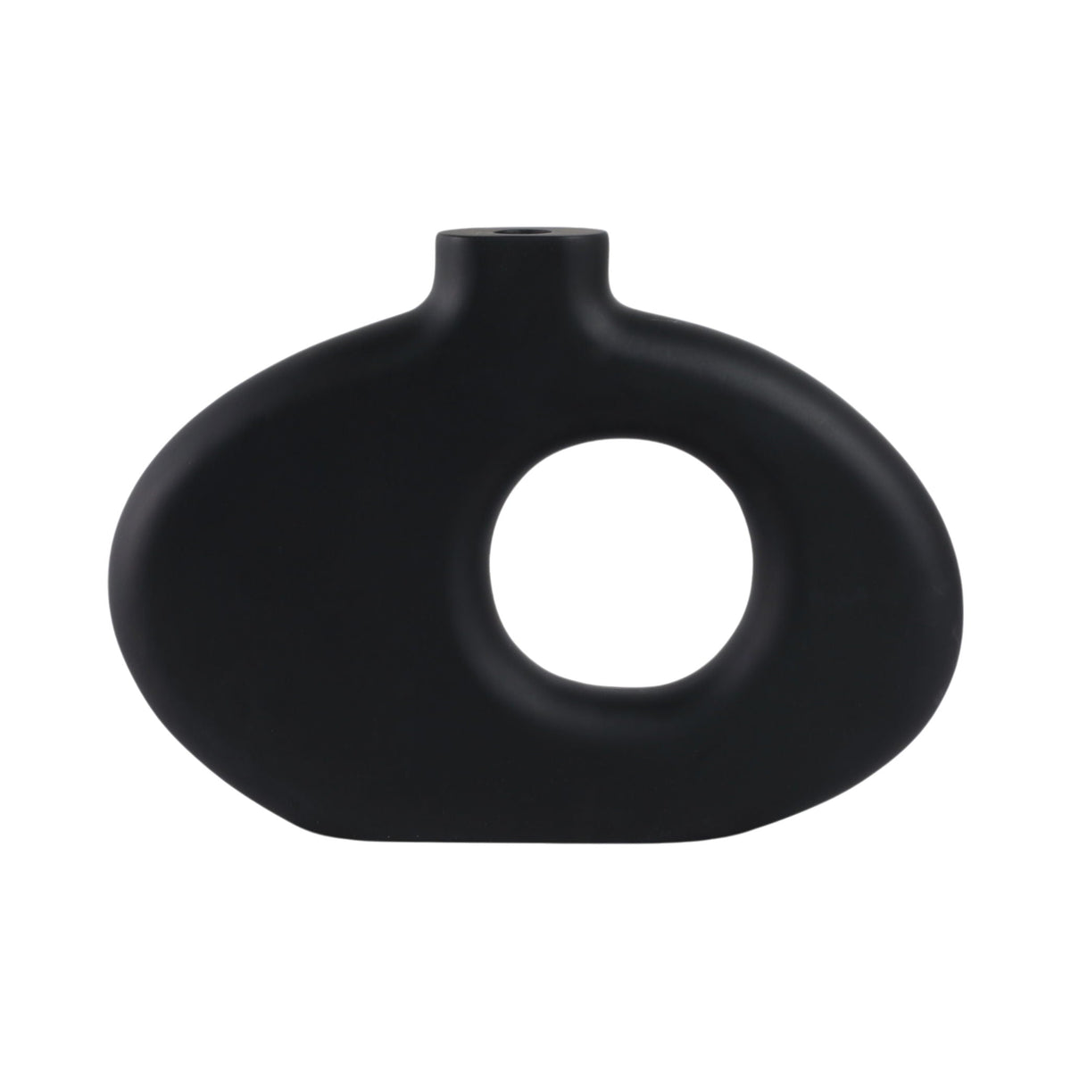 10" Cut-Out Wood Vase - Black