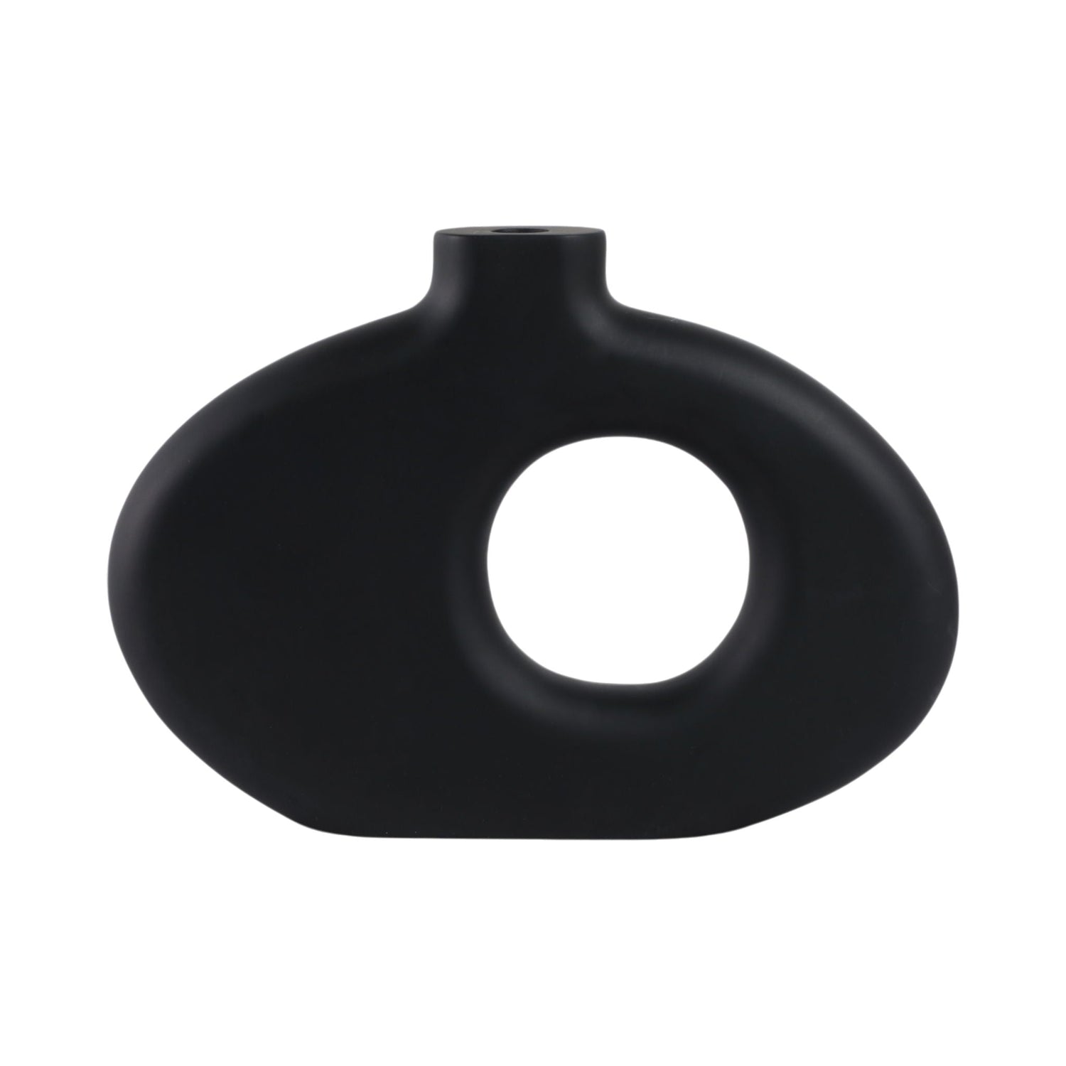 10" Cut-Out Wood Vase - Black