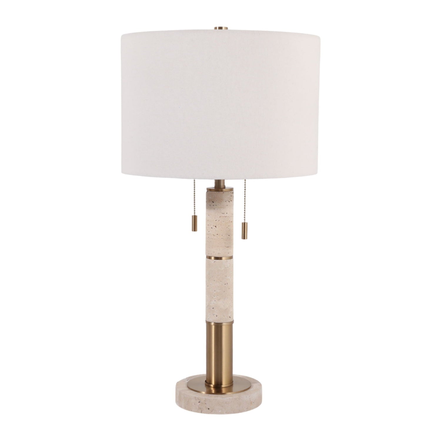 27" Kent Travertine Table Lamp - Ivory / Gold