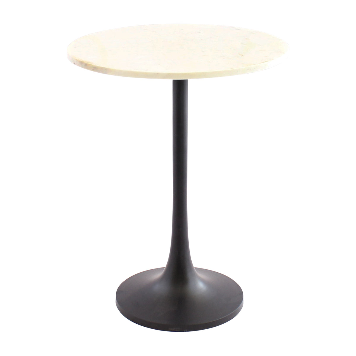Metal/Marble 23" Accent Table - Black