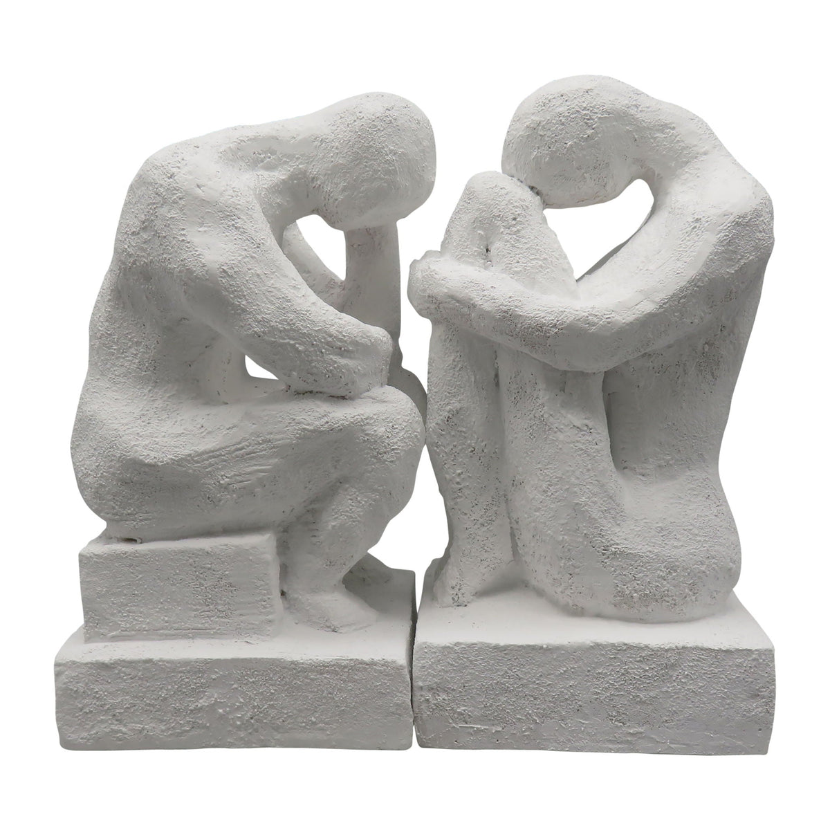 Thinking Man Bookends - White