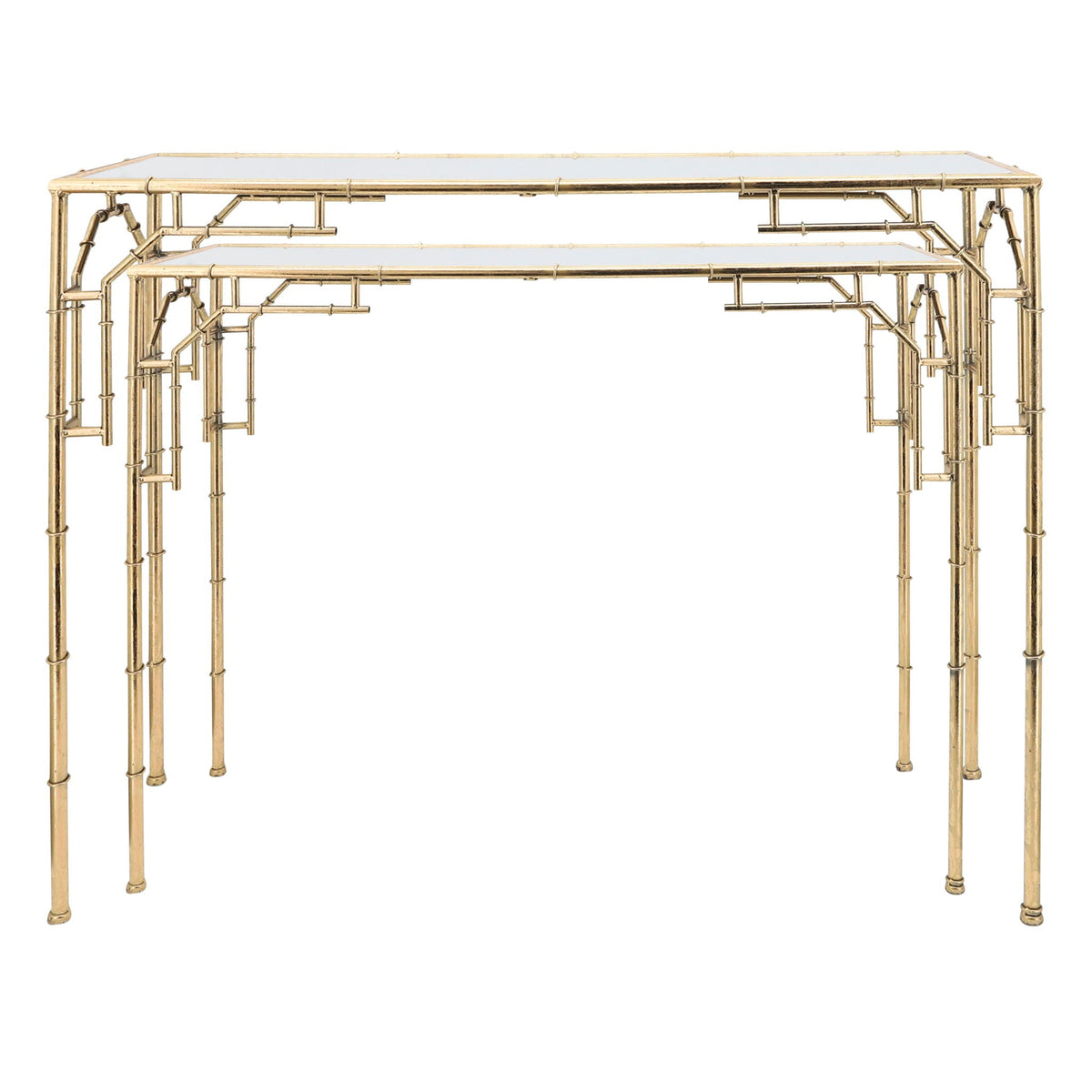 Metal Console Tables Mirror (Set of 2) - Gold