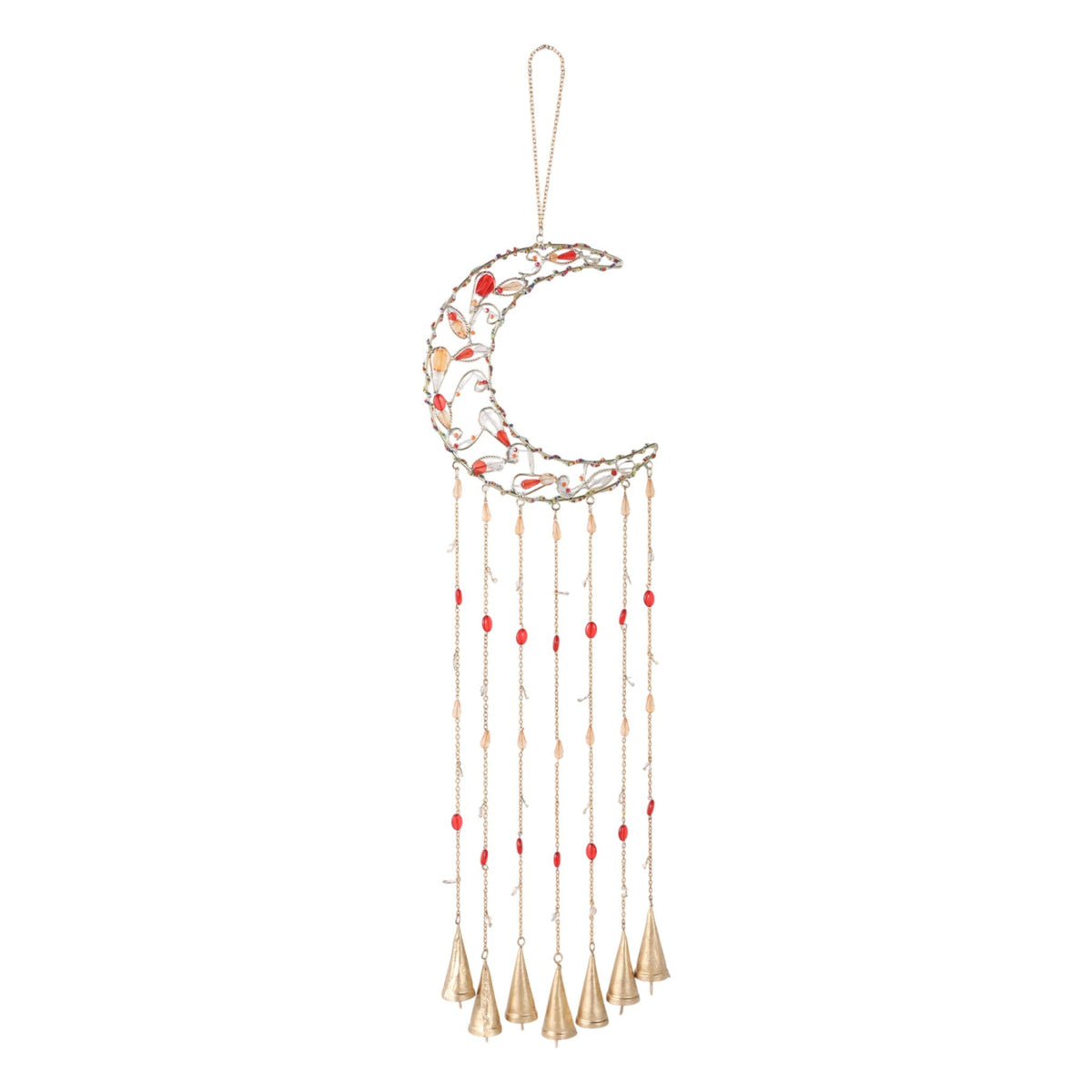 35" x 8" Beaded Mosaic Crescent Moon Chime - Multi