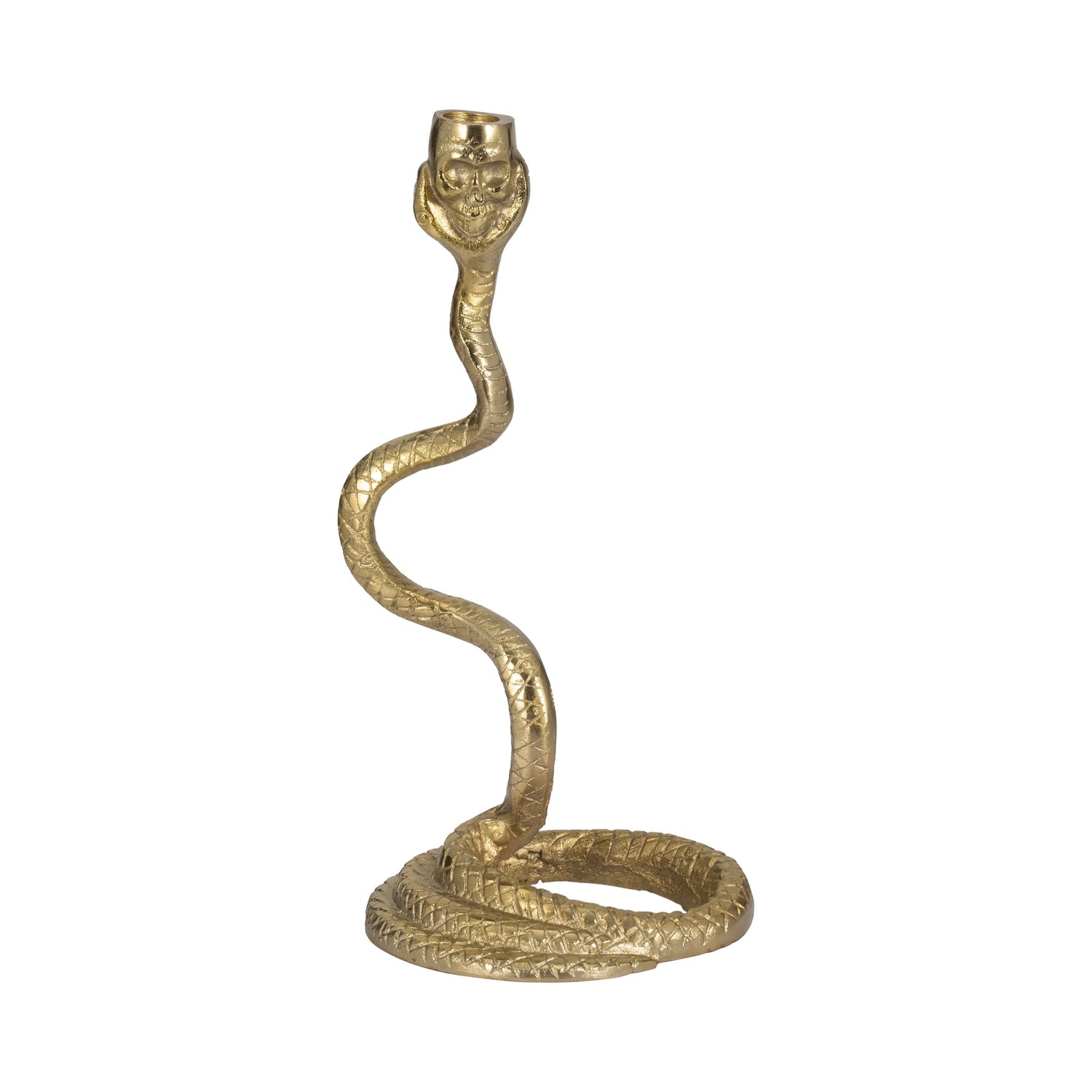 13" Snake Taper Candle Holder - Gold