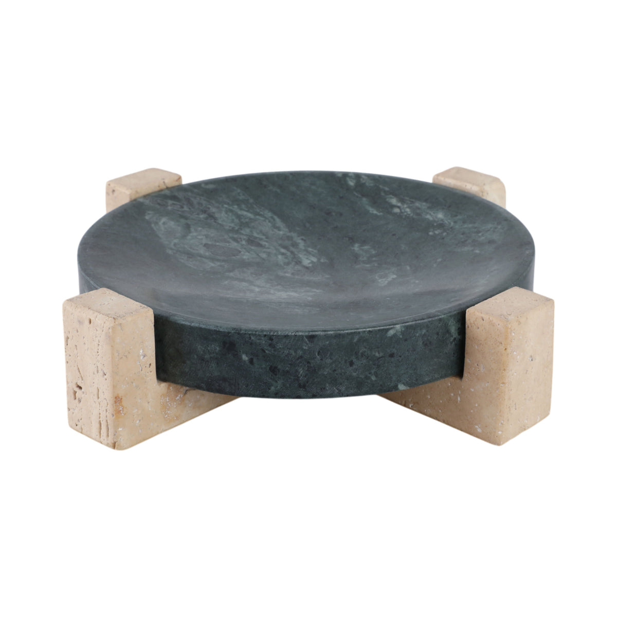 Archer Small Marble And Travertine Tray - Black