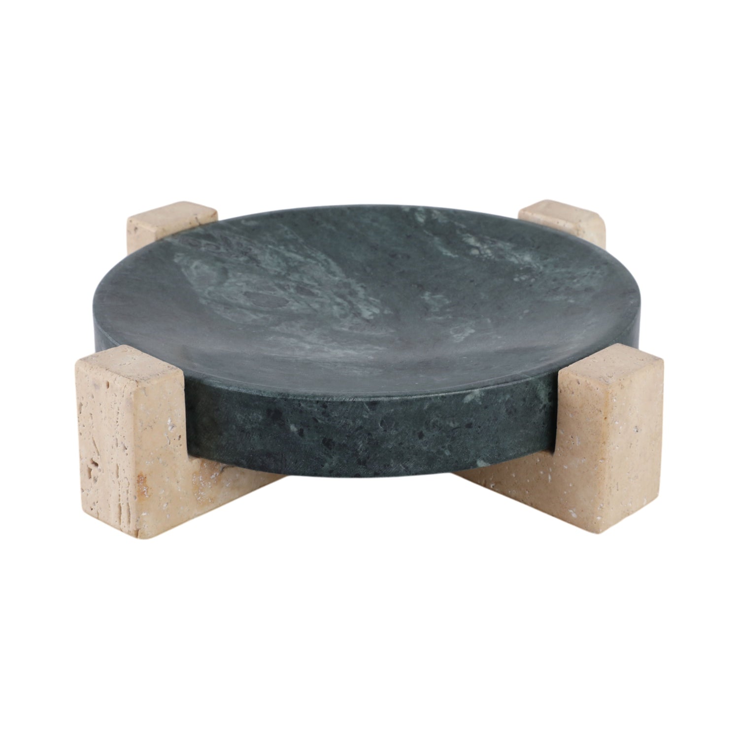 Archer Small Marble And Travertine Tray - Black