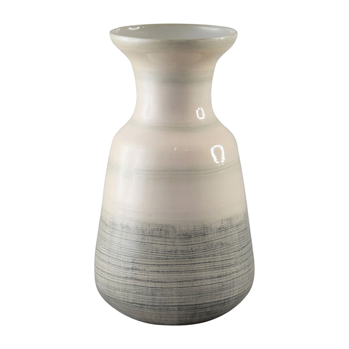 Glass 14" 2-Toned Enamel Vase - White
