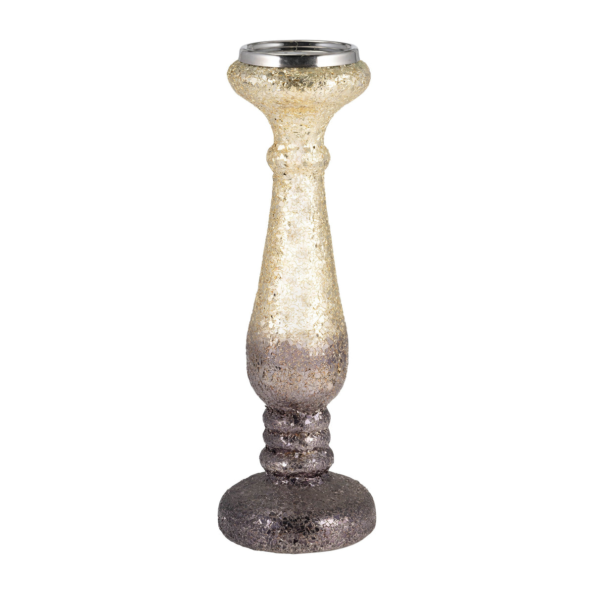 Plum Crackled Candle Holder 15" - Purple