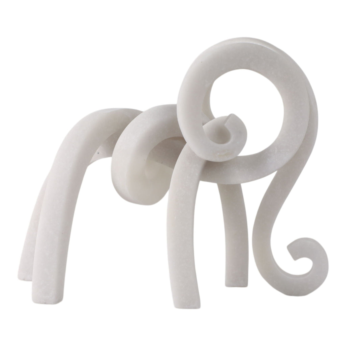 13" Ninove Quartz Resin Elephant Statuary - White