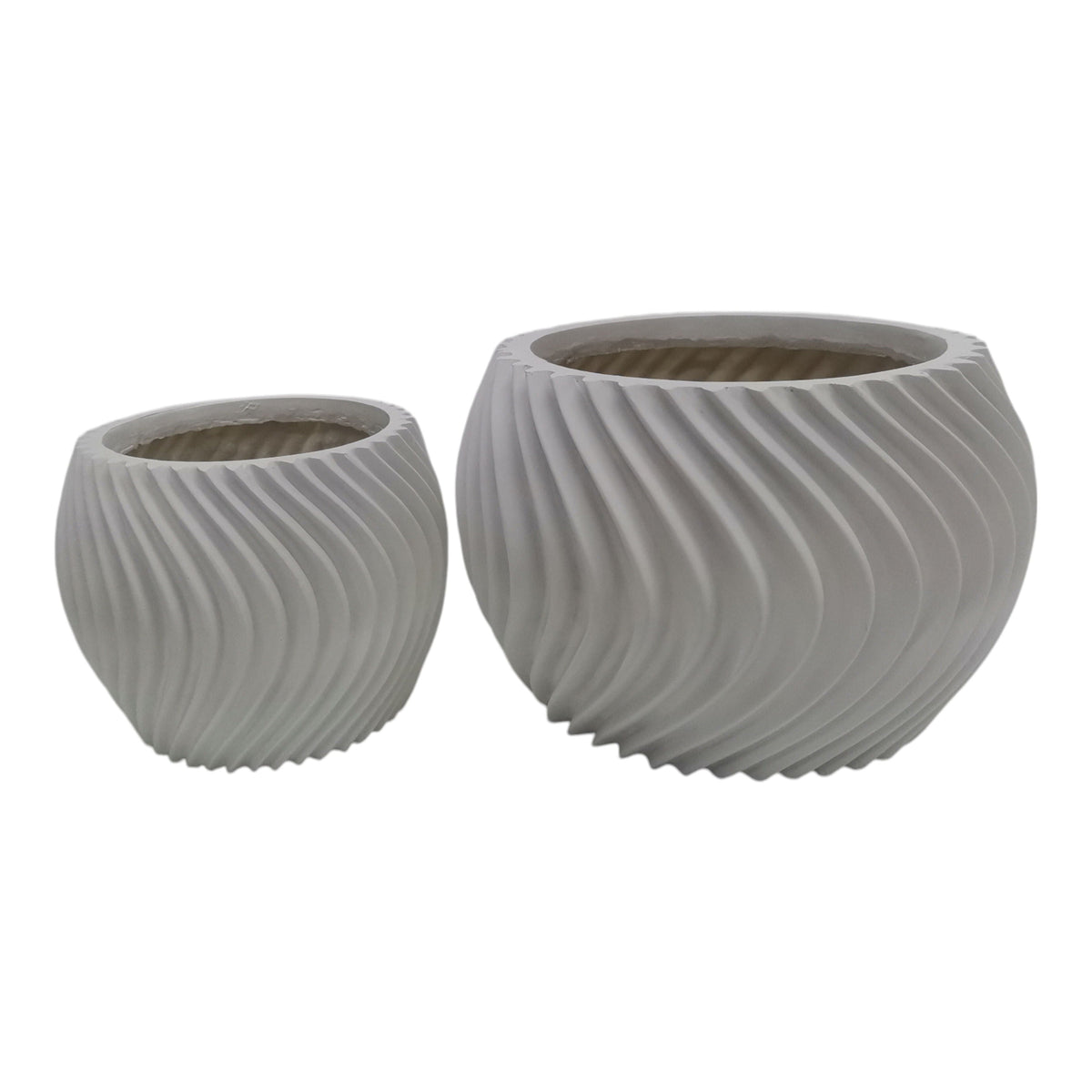 8" / 12" Curvy Lines Rounded Planter (Set of 2) - Ivory