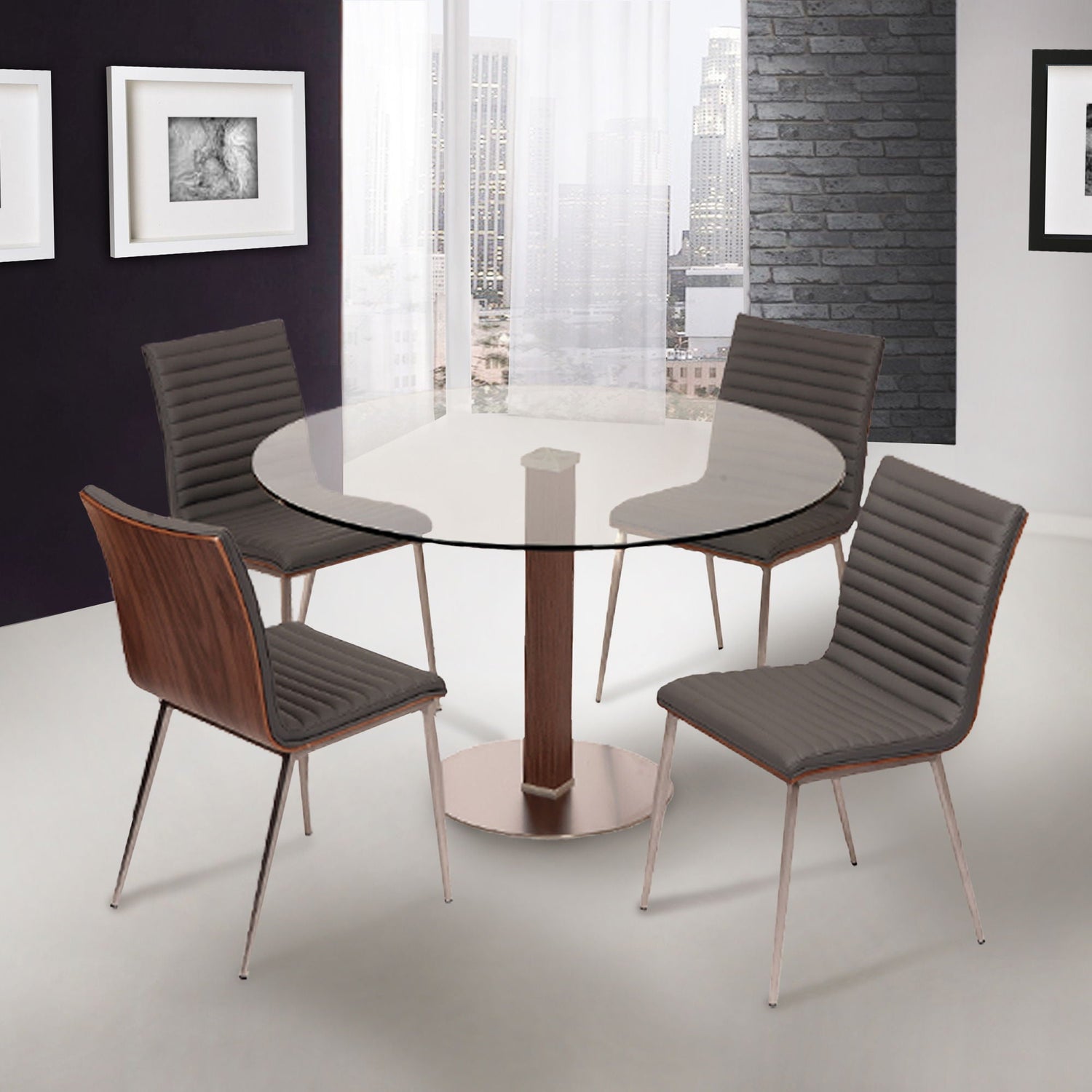 Café - Brushed Stainless Steel Dining Chair (Set of 4)