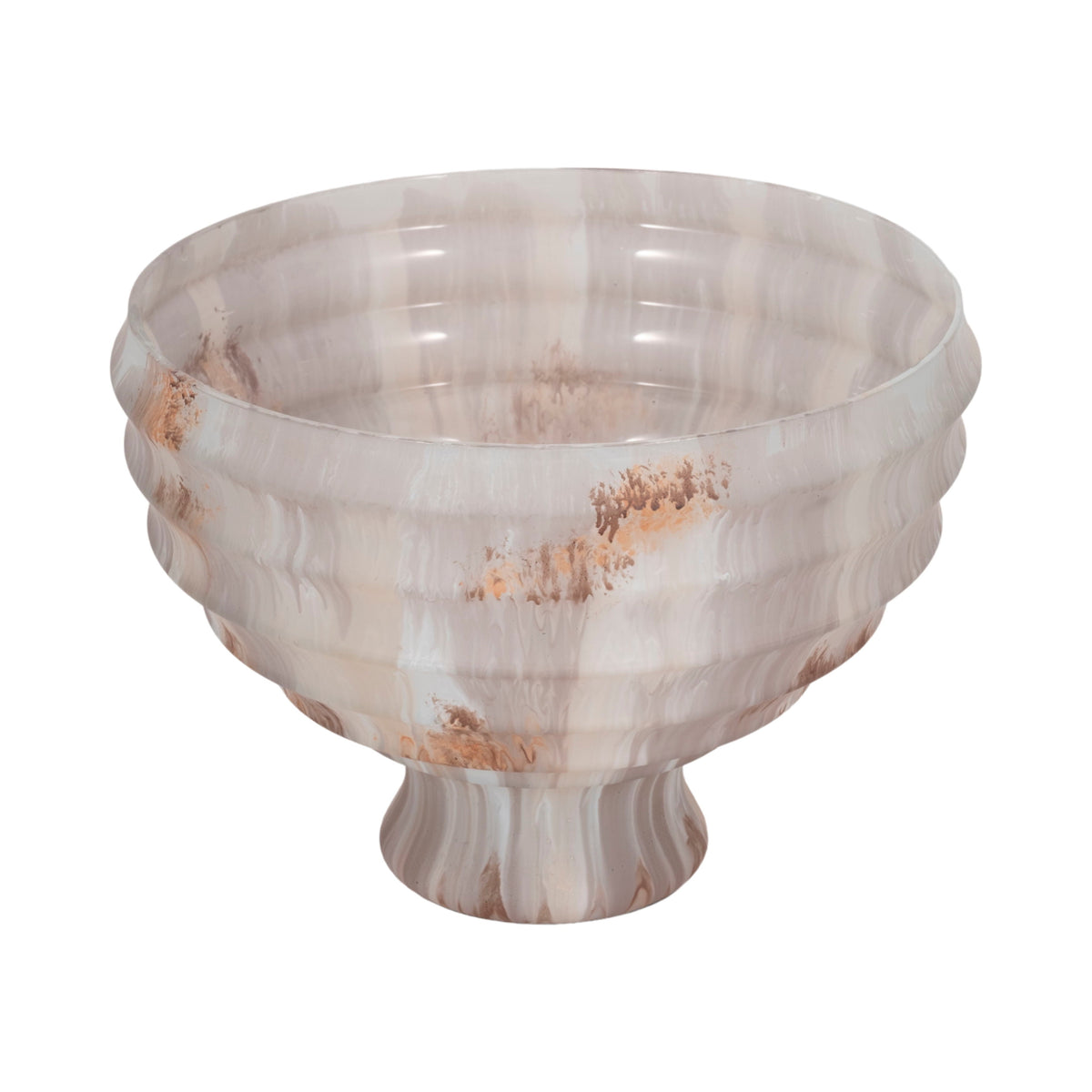 12" Glass Pedestal Bowl Opal Finish - Ivory Multi