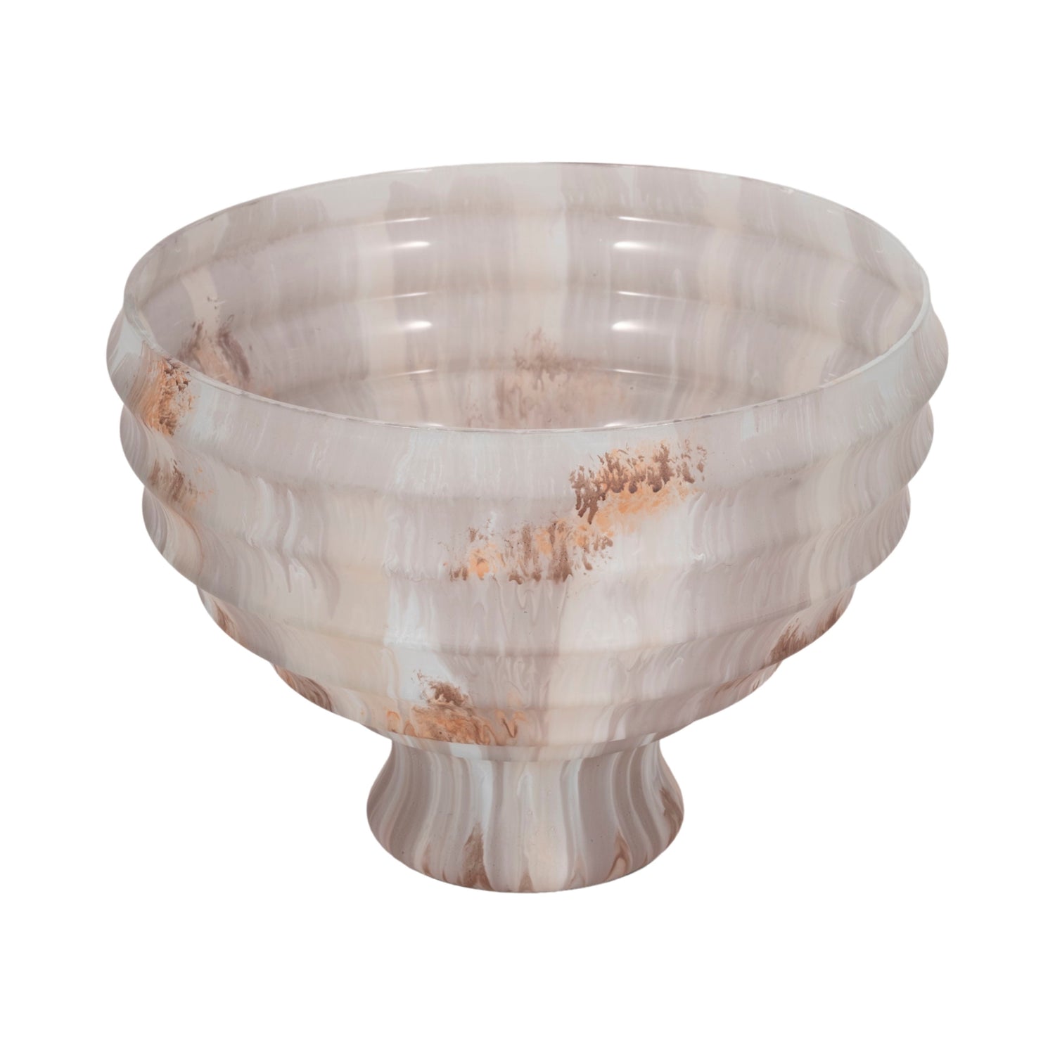12" Glass Pedestal Bowl Opal Finish - Ivory Multi
