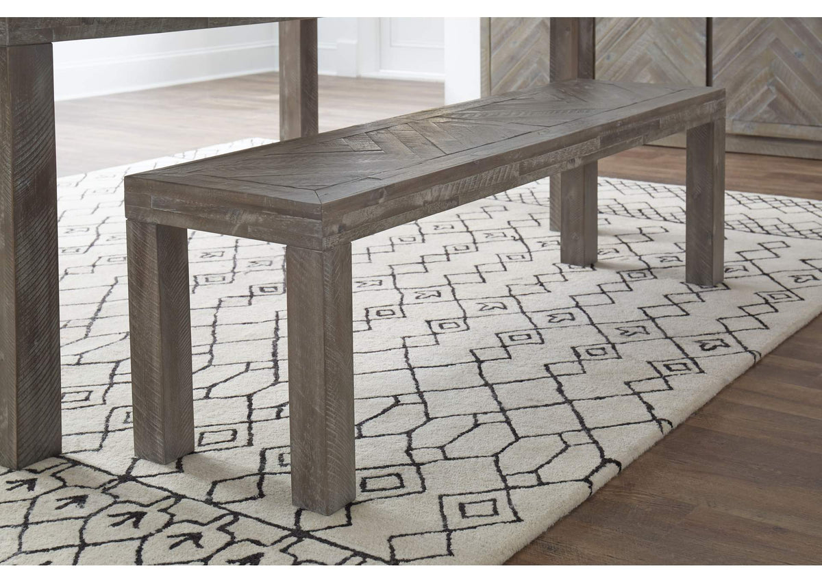 5QS371 Herringbone Solid Wood Dining Bench In Rustic Latte
