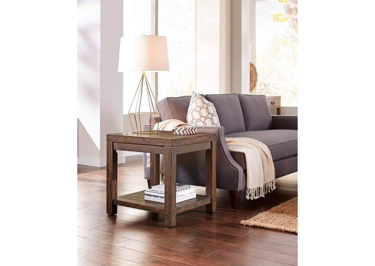 8S3922 Craster Reclaimed Wood Square Side Table In Smoky Taupe