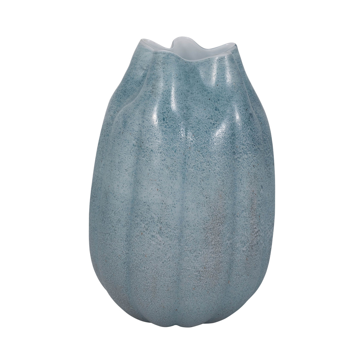 14" Glass Sea Urchin Vase - Blue
