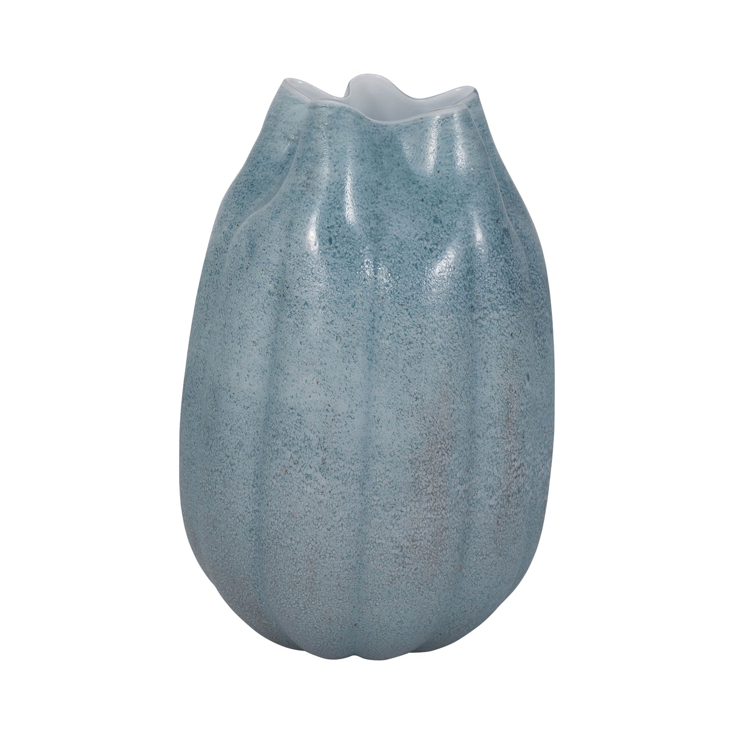 14" Glass Sea Urchin Vase - Blue