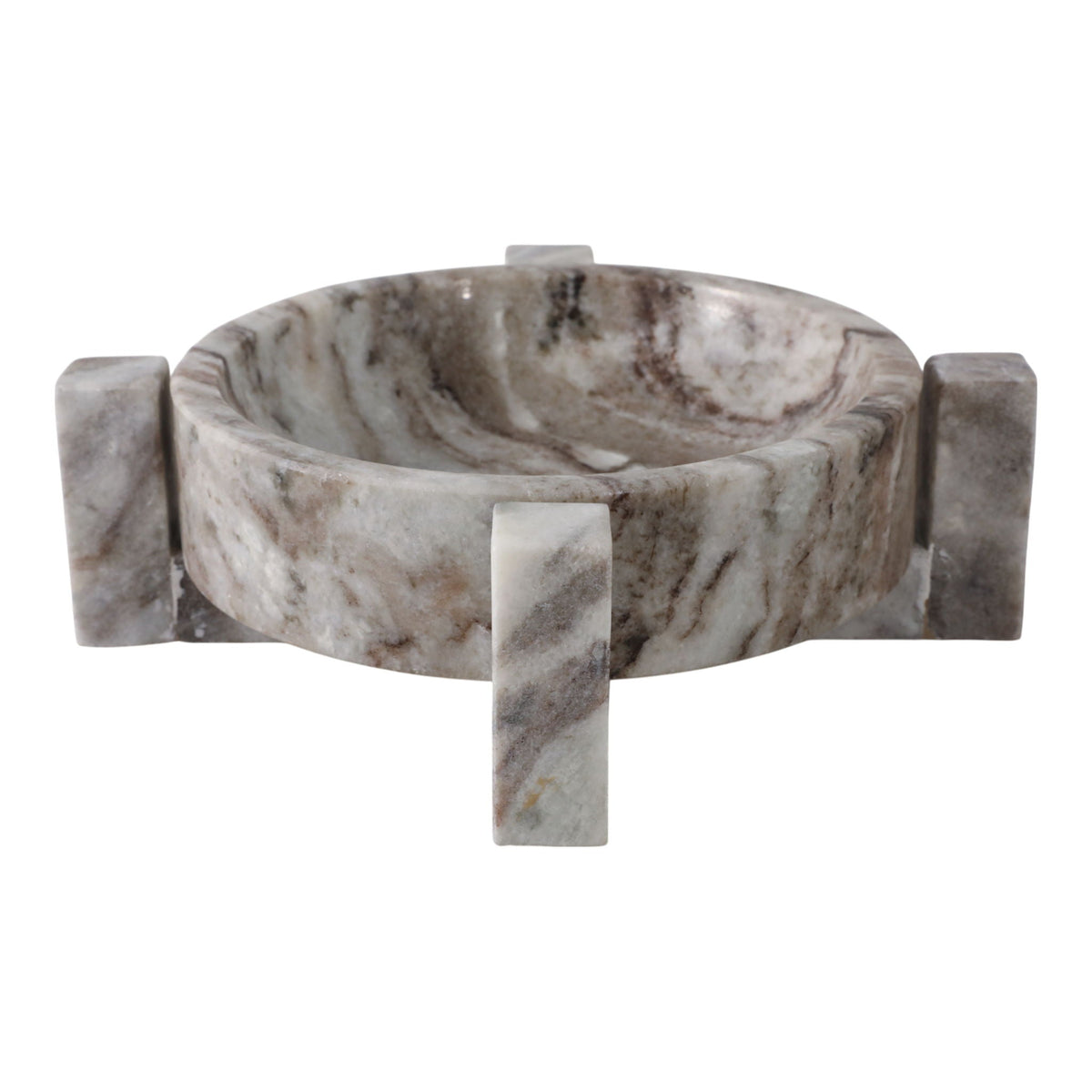 10" x 10" Marble Bowl In Base - Brown