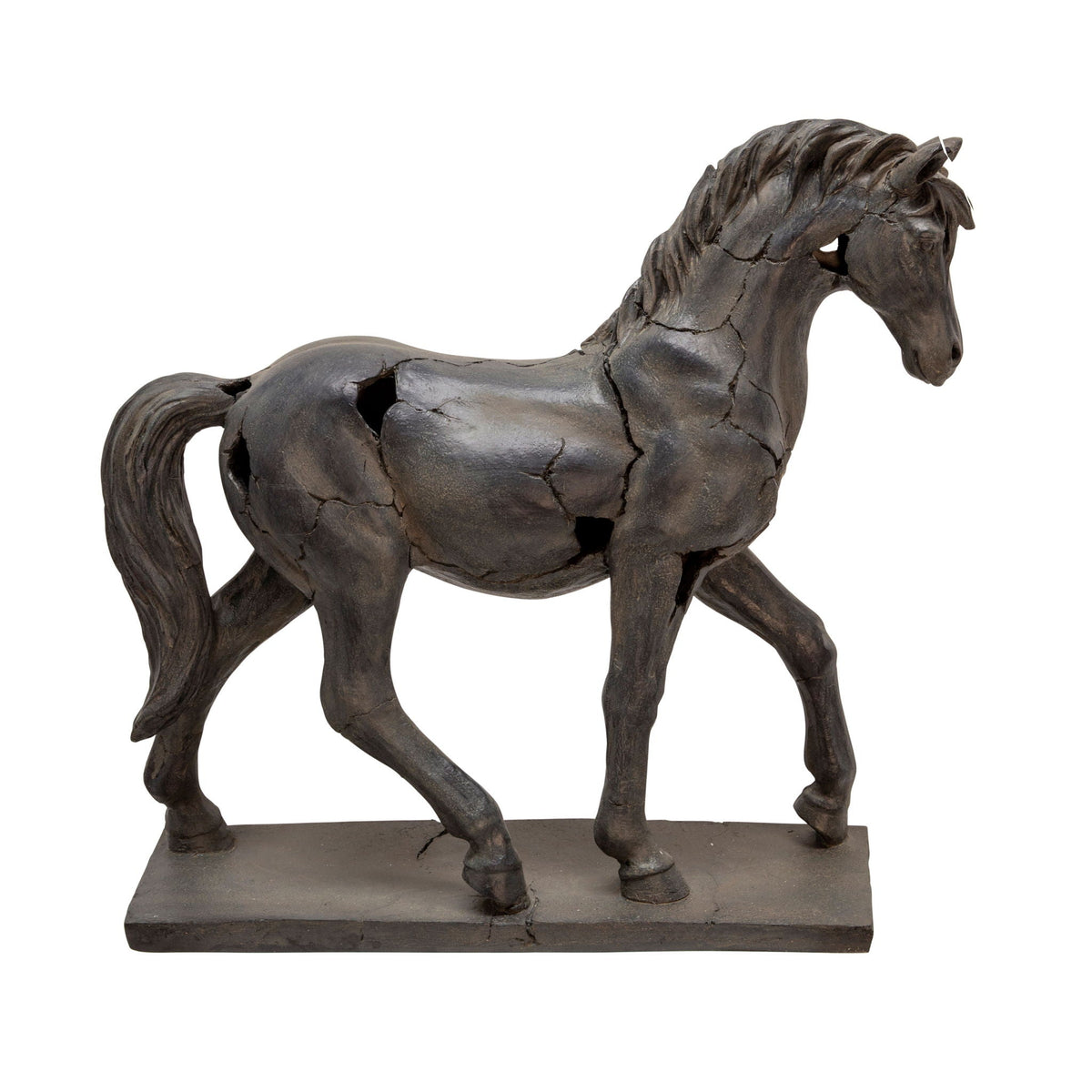 Cracked Horse Sculpture - Brown
