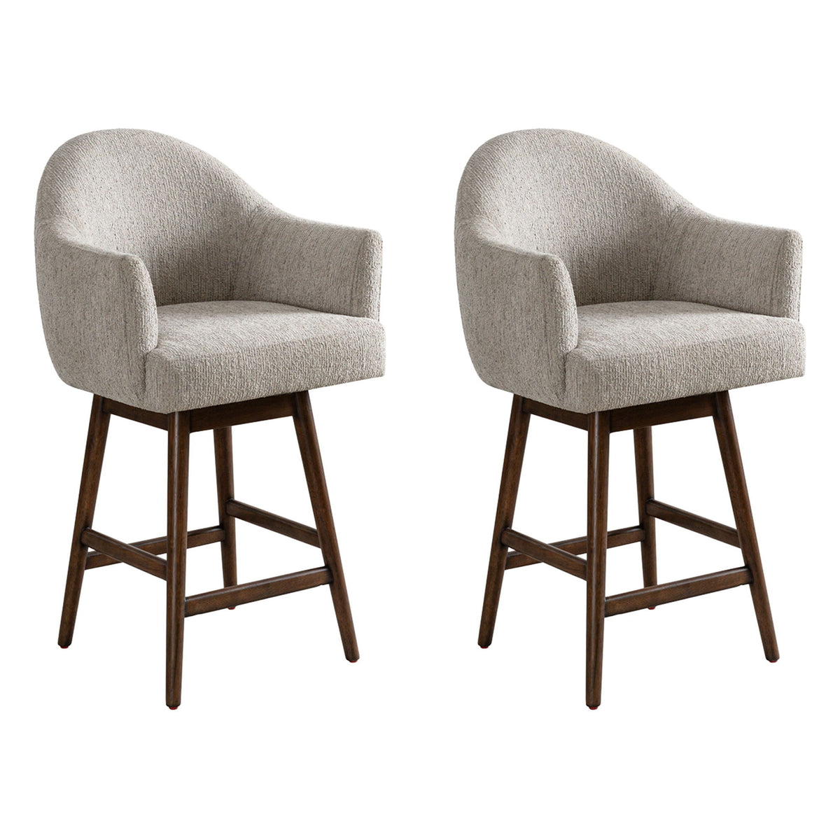 Jaxon - Brown Solid Wood Upholstered 26" Counter Height Swivel Barstool